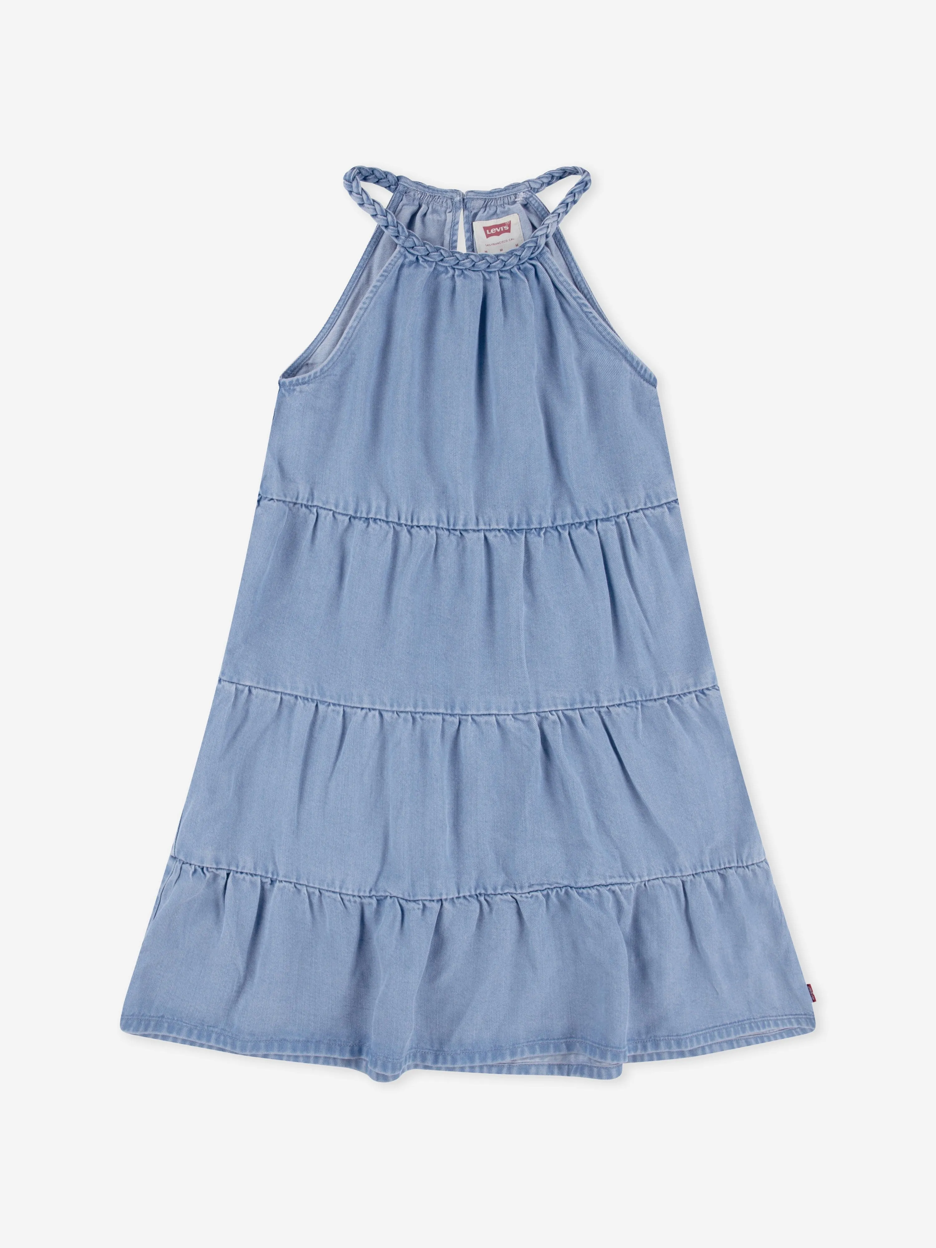 Mädchen Trägerkleid mit Etagen in Blau