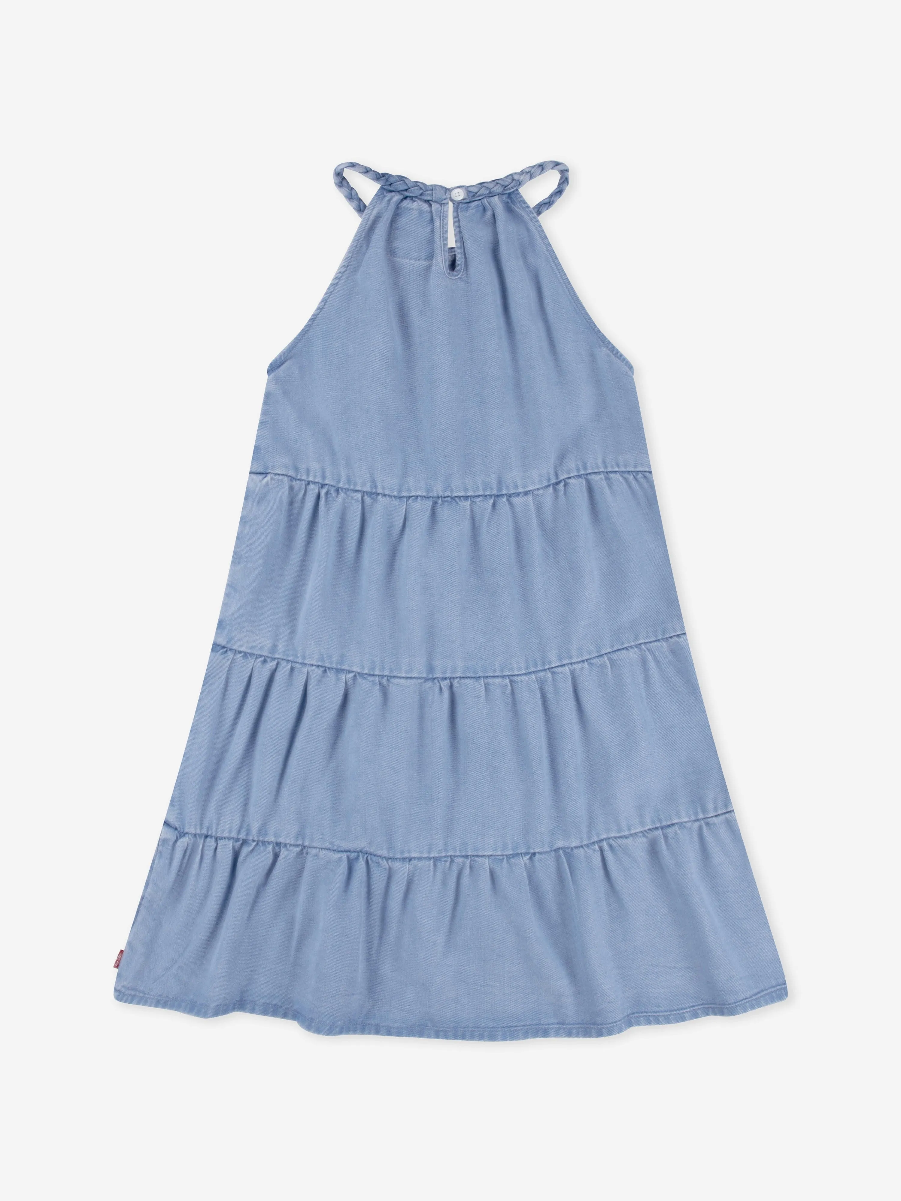 Mädchen Trägerkleid mit Etagen in Blau