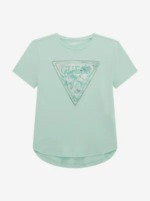 Mädchen High Low T-Shirt in Grün