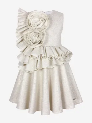 Girls In Bloom Rüschen-Blumenkleid in Gold