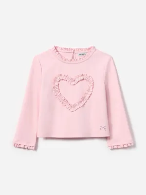 Mädchen Jersey Rüschen-Herz-Top in Rosa