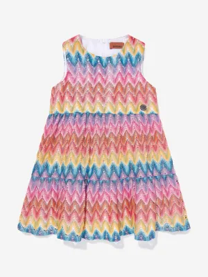 Mädchen Strickkleid mit Zickzack-Muster in Mehrfarben