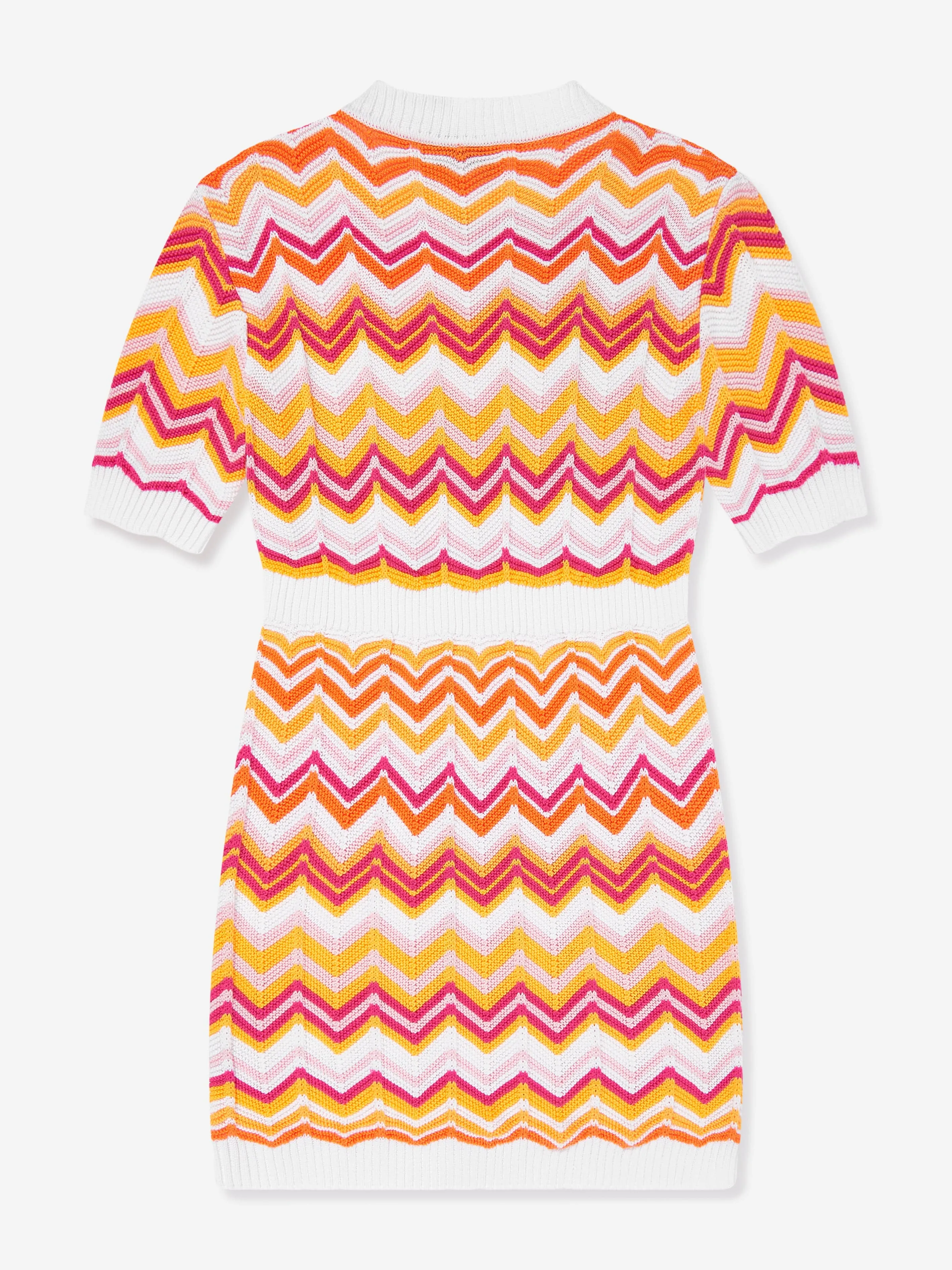 Mädchen Strickkleid in Zickzack-Optik mehrfarbig