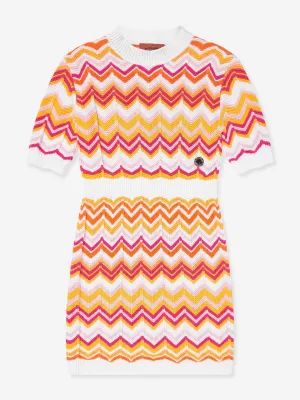 Mädchen Strickkleid in Zickzack-Optik mehrfarbig