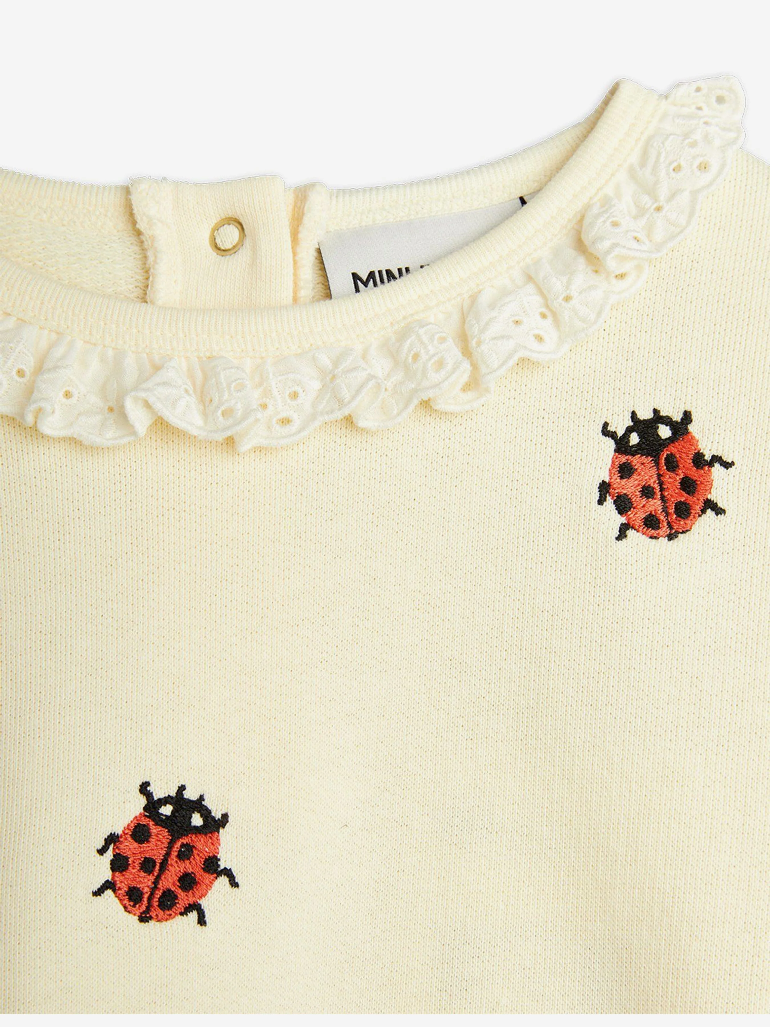 Mädchen Marienkäfer bestickte Spitzen Sweatshirt in Elfenbein