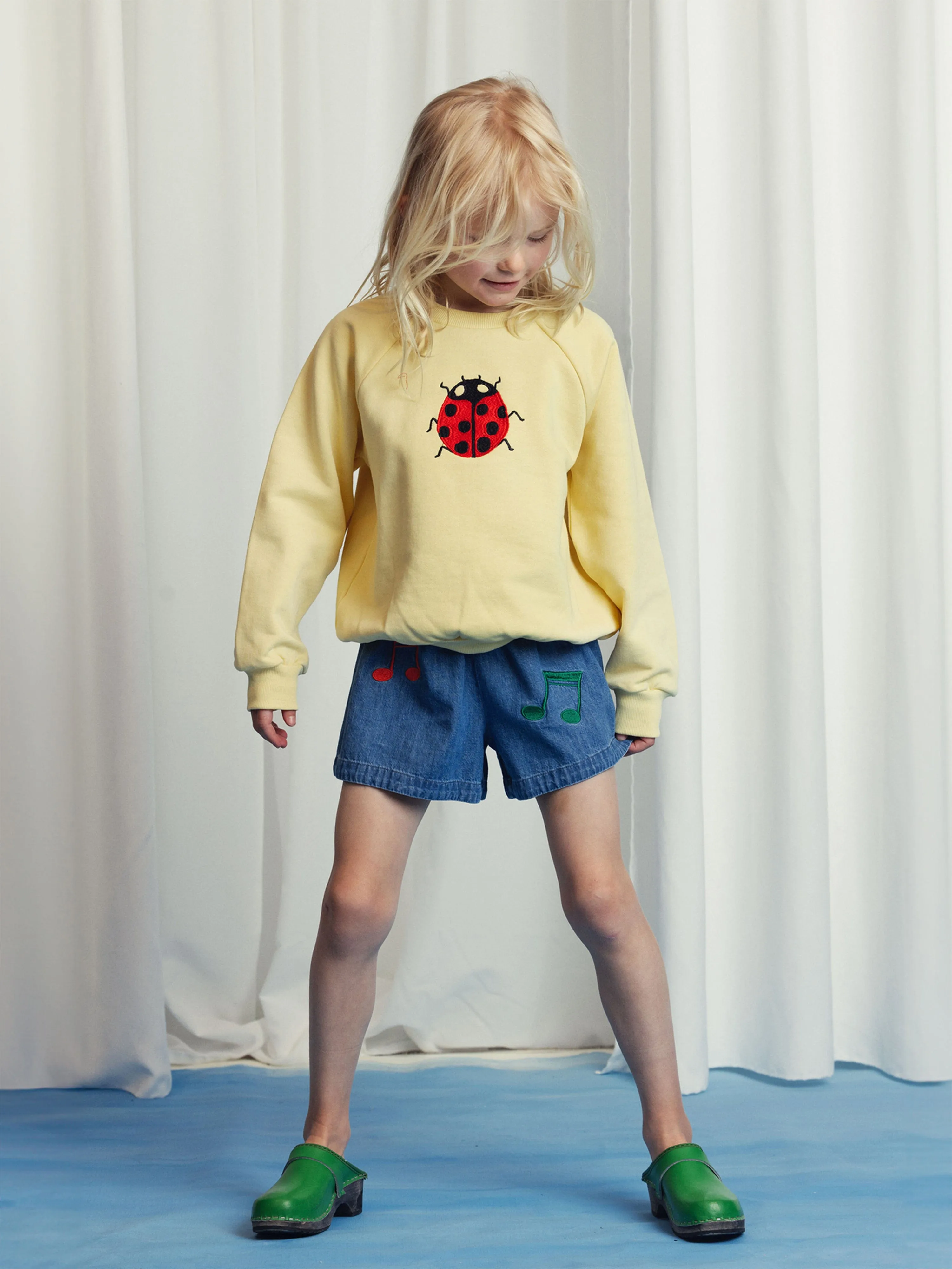 Mädchen Marienkäfer Bestickter Sweatshirt in Gelb