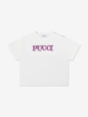 Mädchen Logo Jersey T-Shirt in Elfenbein