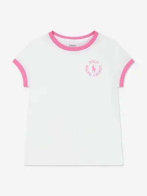 Mädchen Logo Print T-Shirt in Weiß