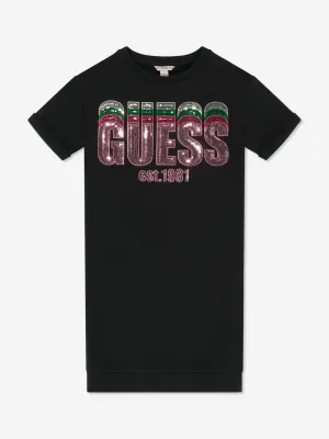 Mädchen Logo Pulloverkleid in Schwarz