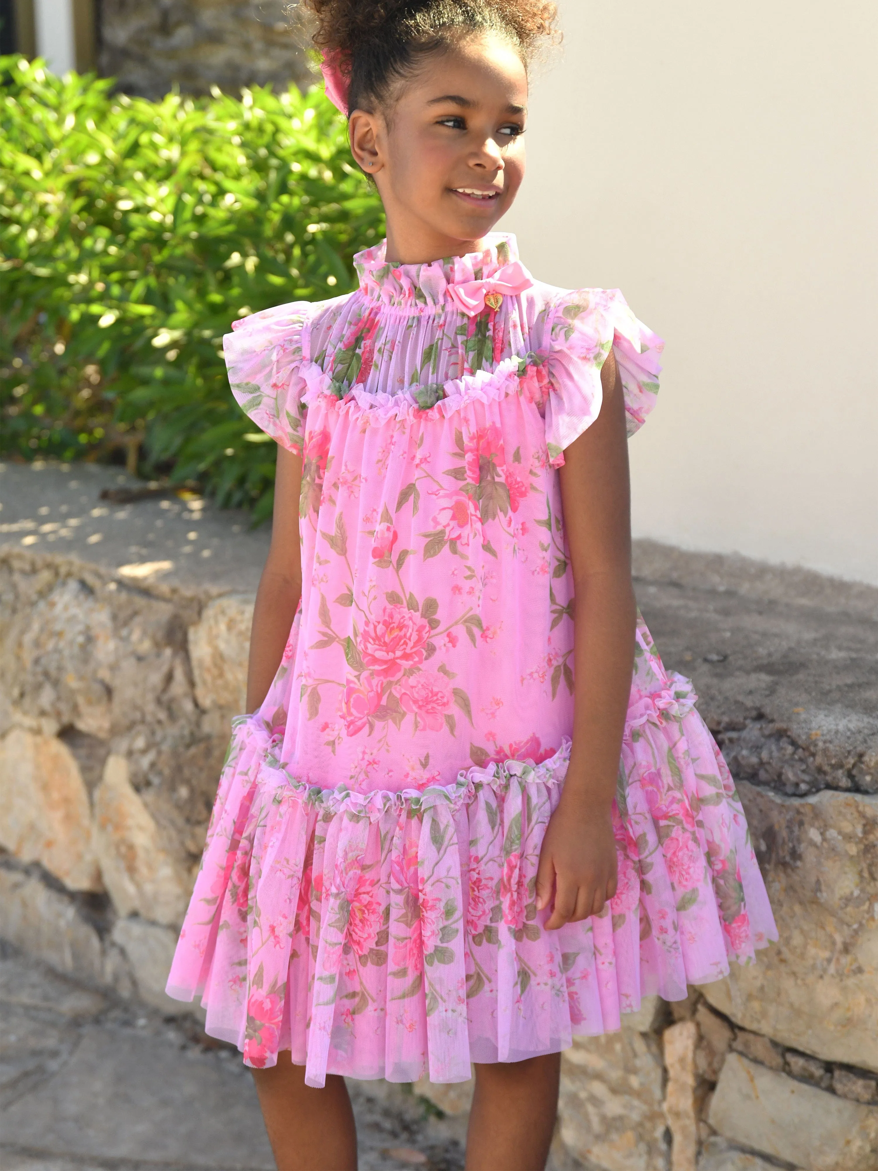 Mädchen Ringelblumen Blumenkleid in Rosa