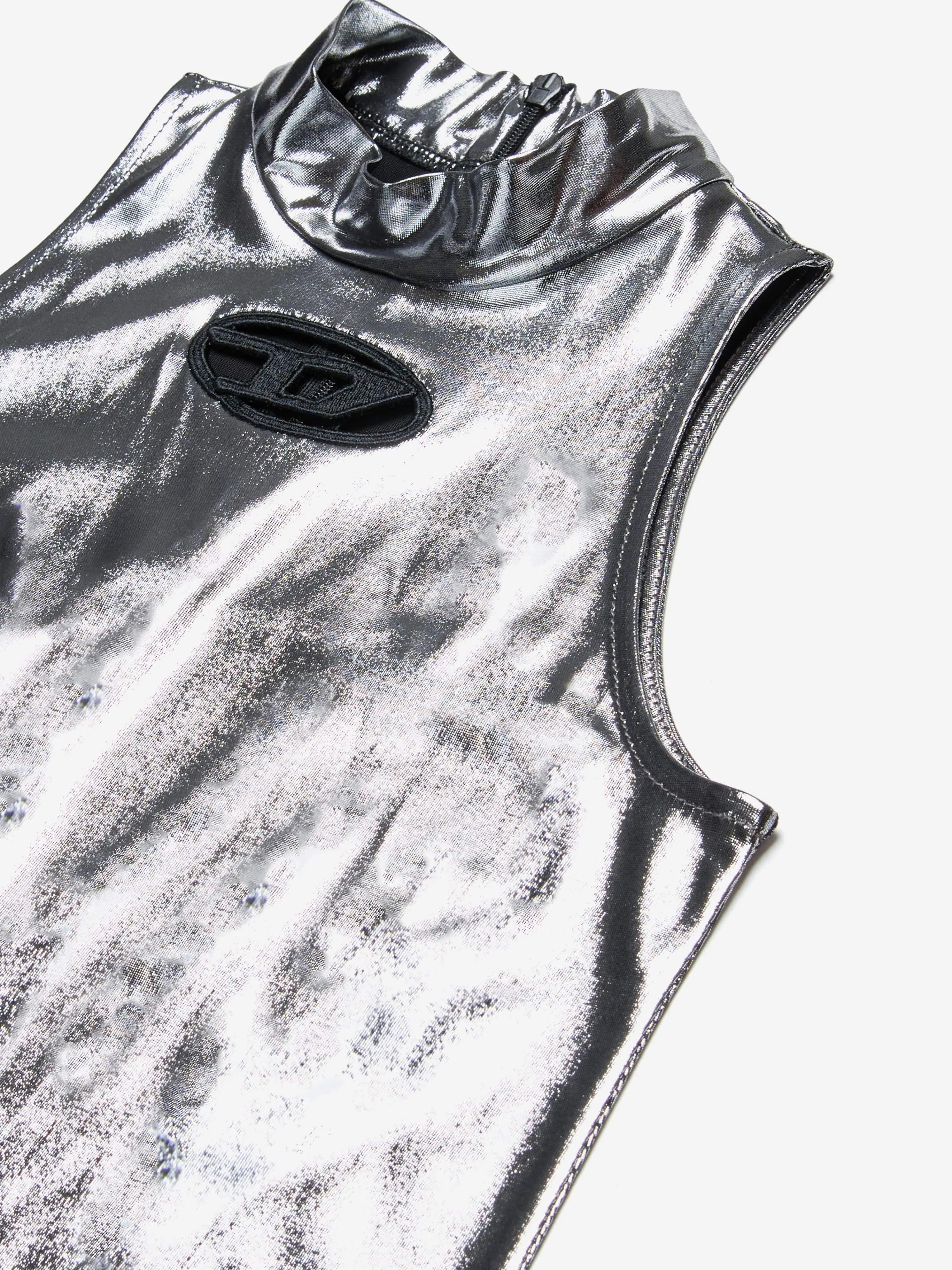 Mädchen Metallisches Trägerloses Kleid in Silber