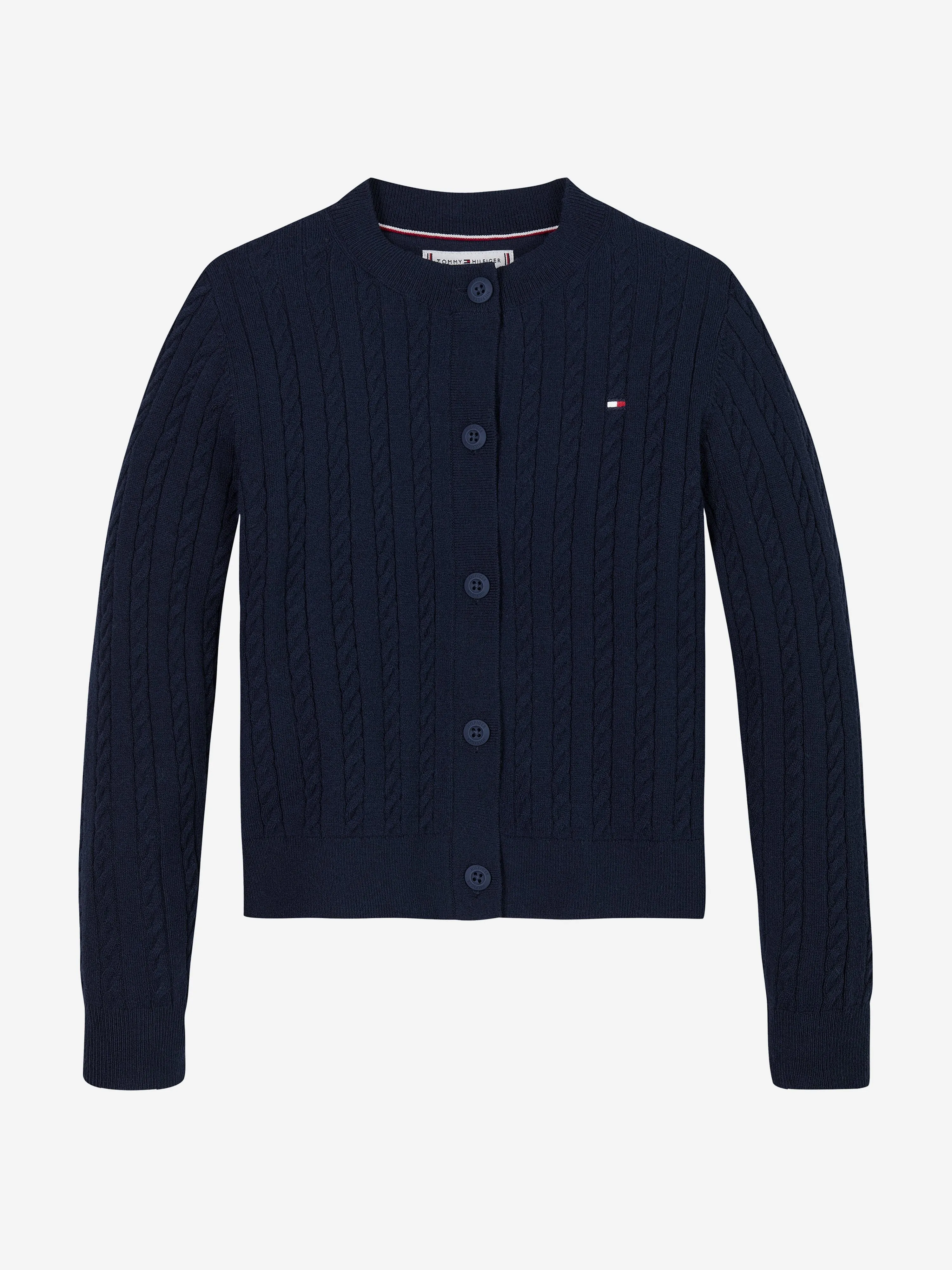 Mädchen Mini Strickjacke mit Kabelmuster in Marineblau
