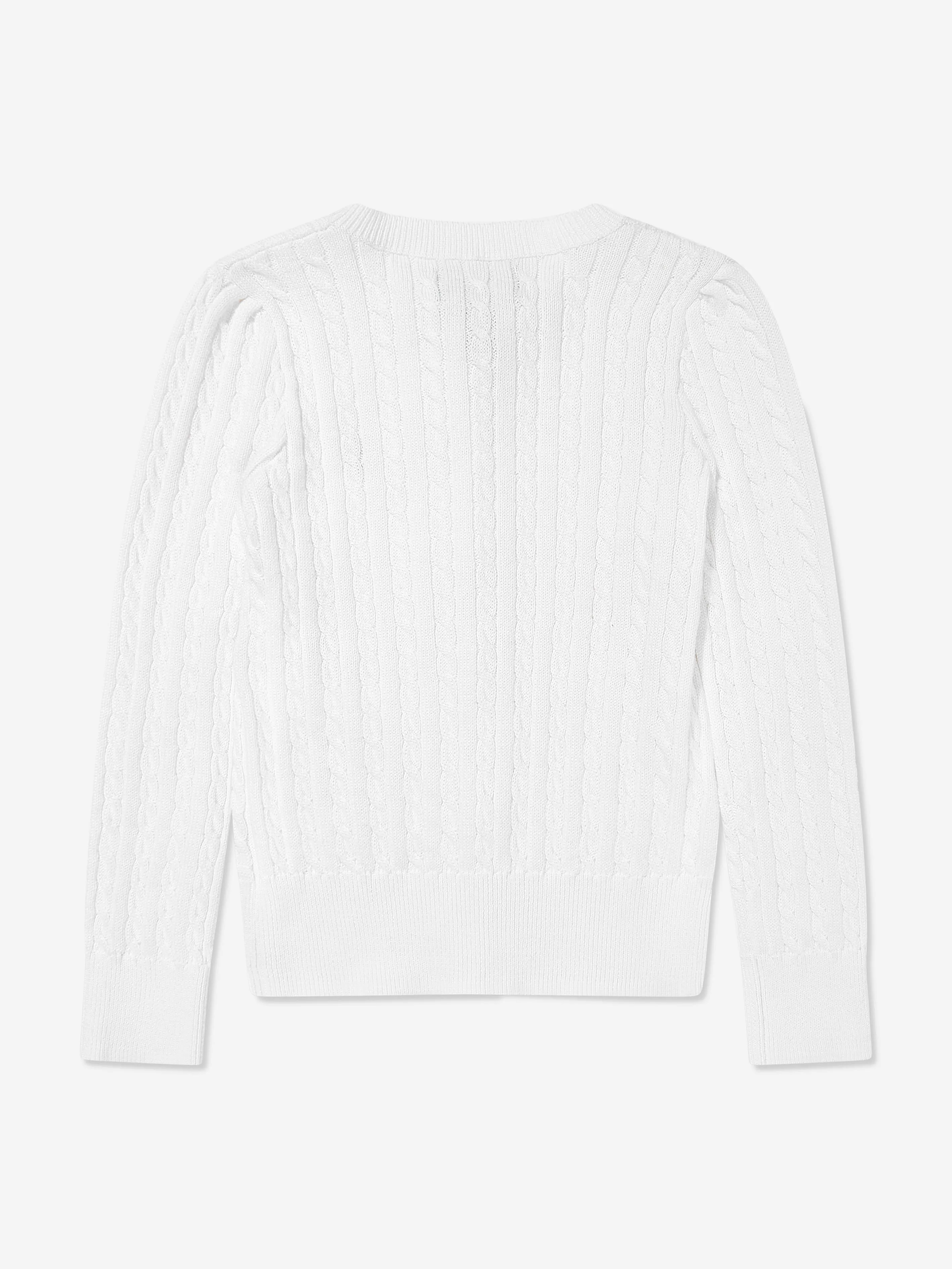 Mädchen Mini Strickjacke mit Kabelmuster in Weiß