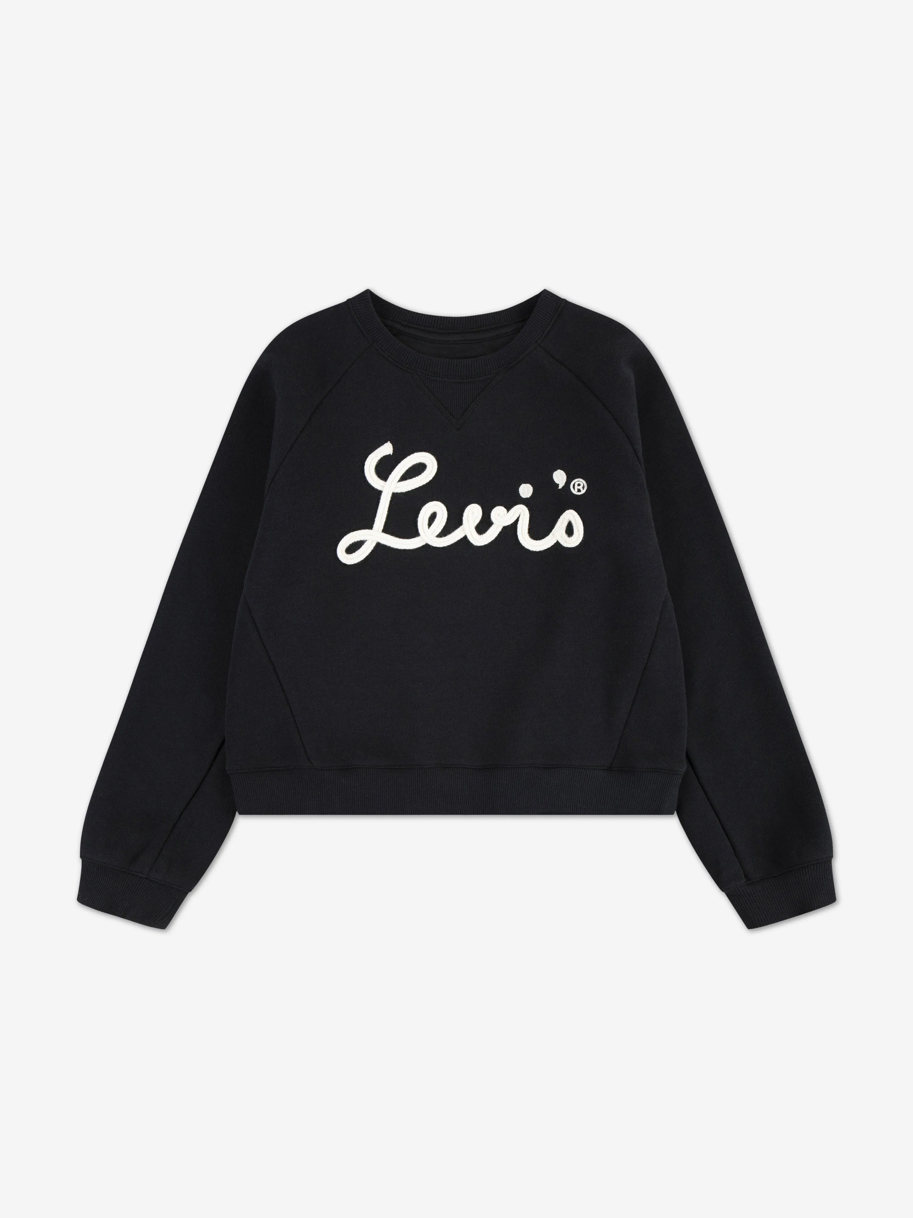 Mädchen Sweatshirt mit gemischten Texturen in Schwarz