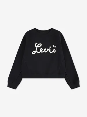 Mädchen Sweatshirt mit gemischten Texturen in Schwarz