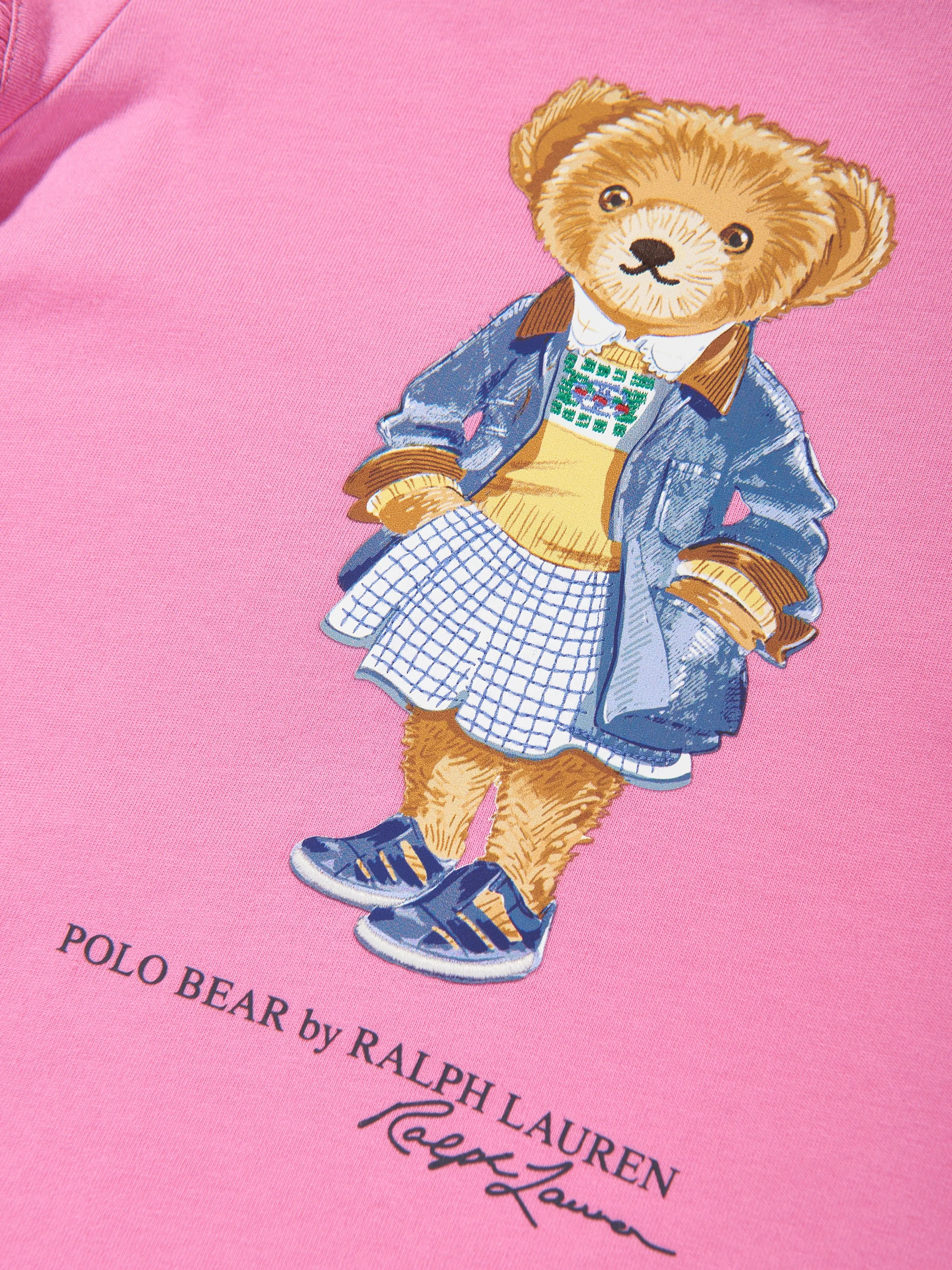 Mädchen Polo Bär Jersey Kleid in Rosa