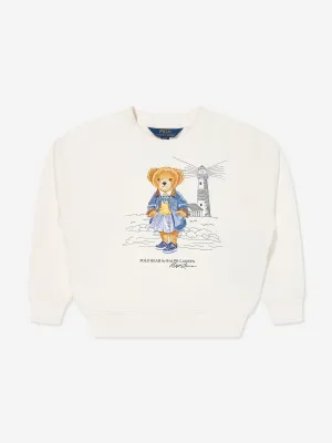 Mädchen Polo Bär Sweatshirt in Weiß