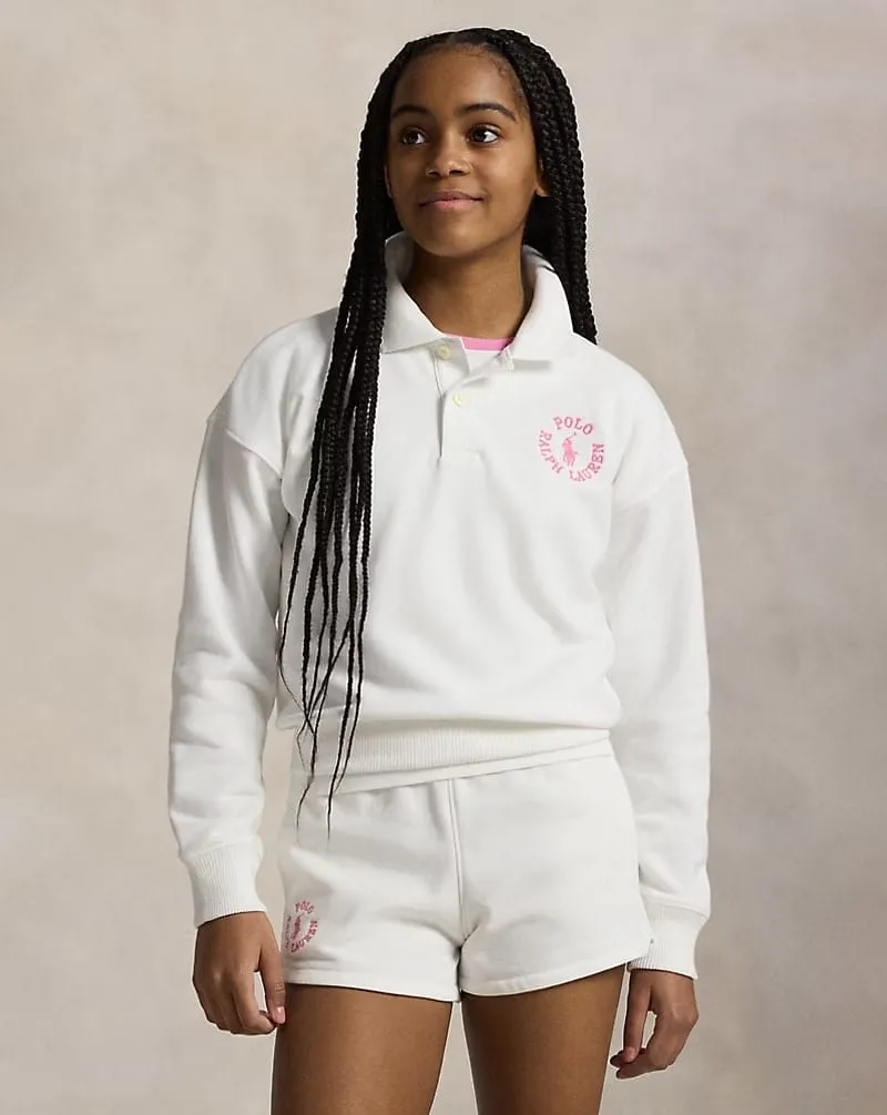 Mädchen Polo Sweatshirt in Weiß