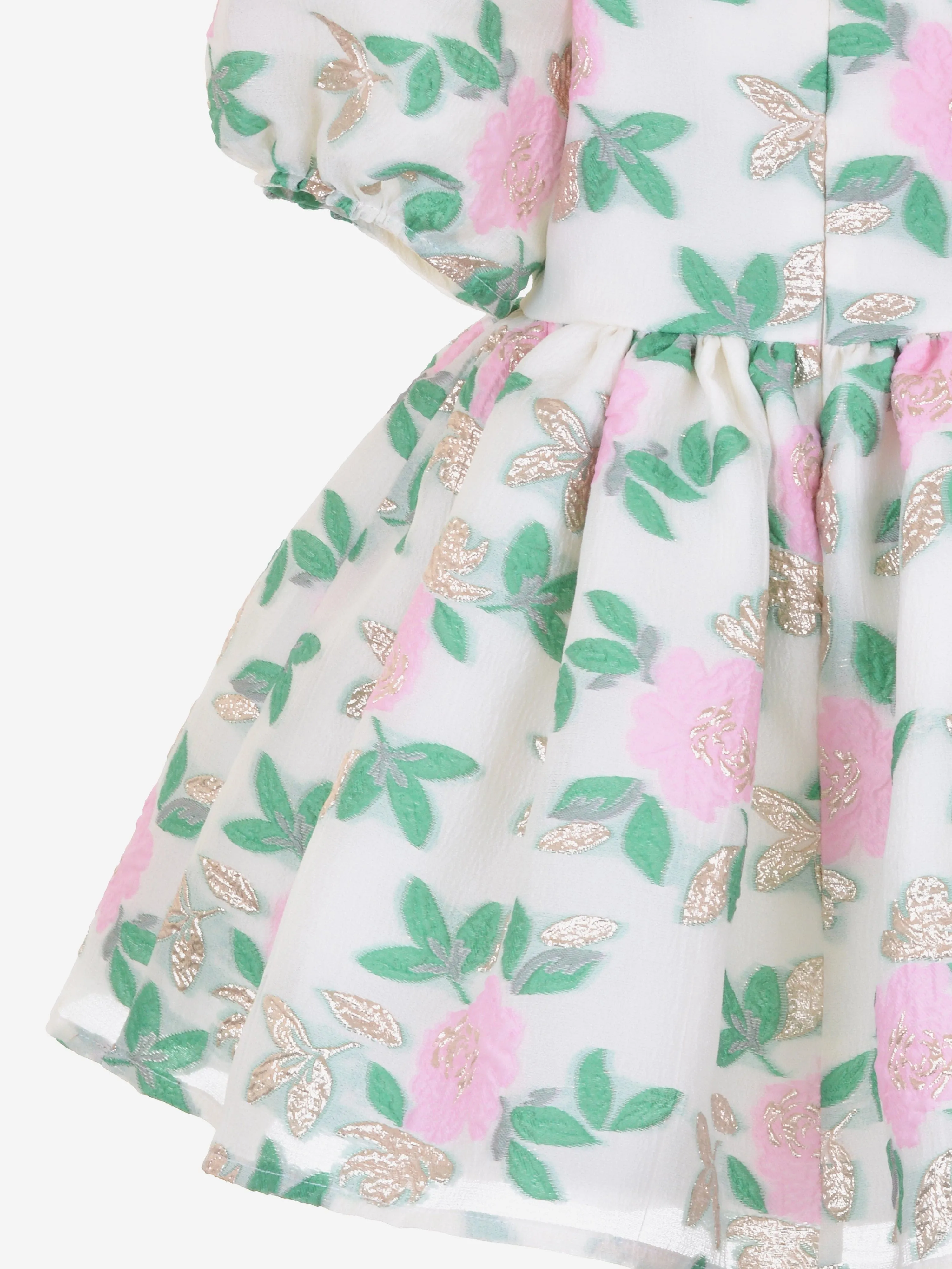 Mädchen Puffärmel Mieder Kleid in Weiß