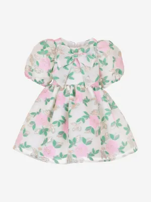 Mädchen Puffärmel Mieder Kleid in Weiß