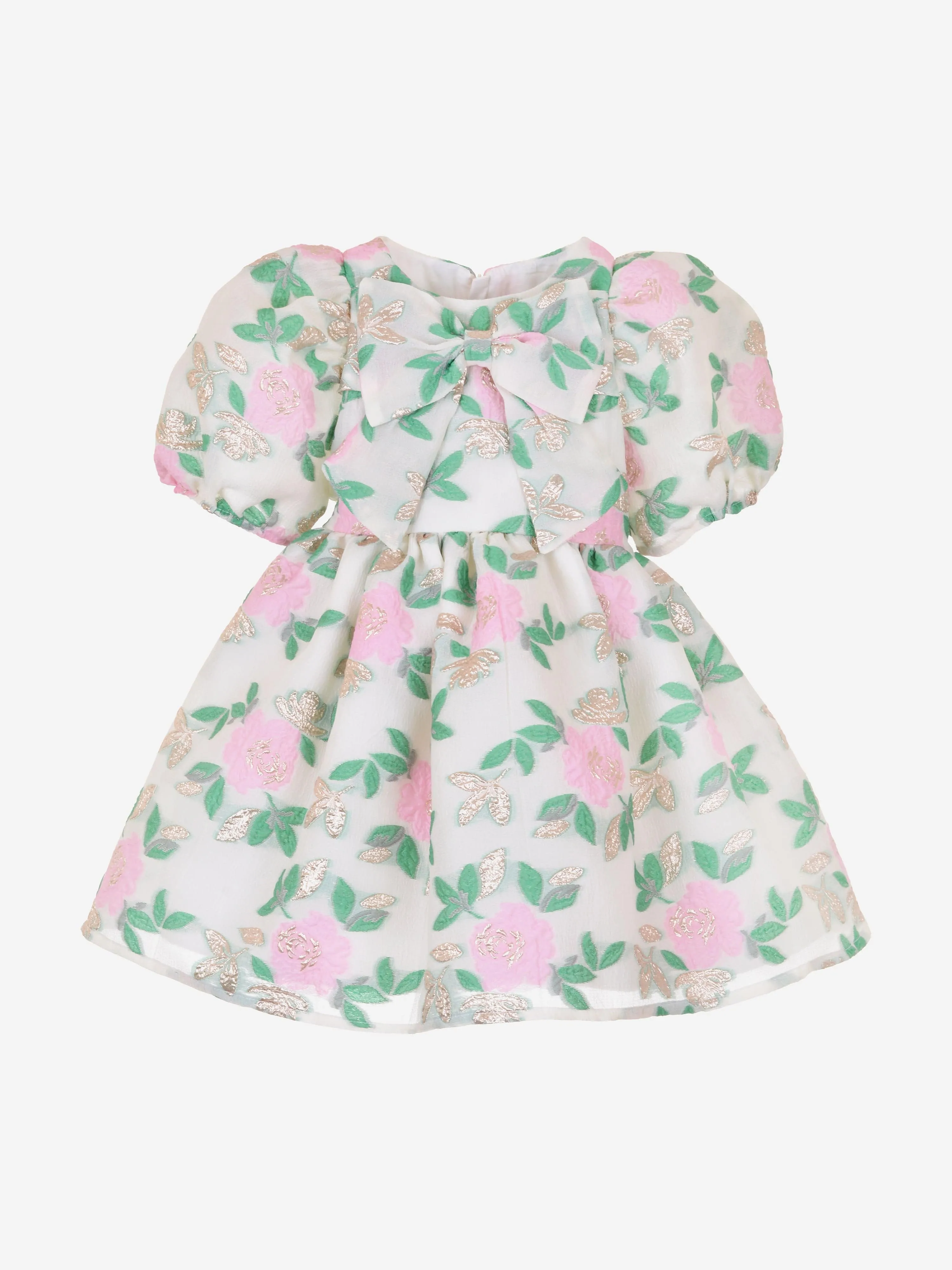 Mädchen Puffärmel Mieder Kleid in Weiß