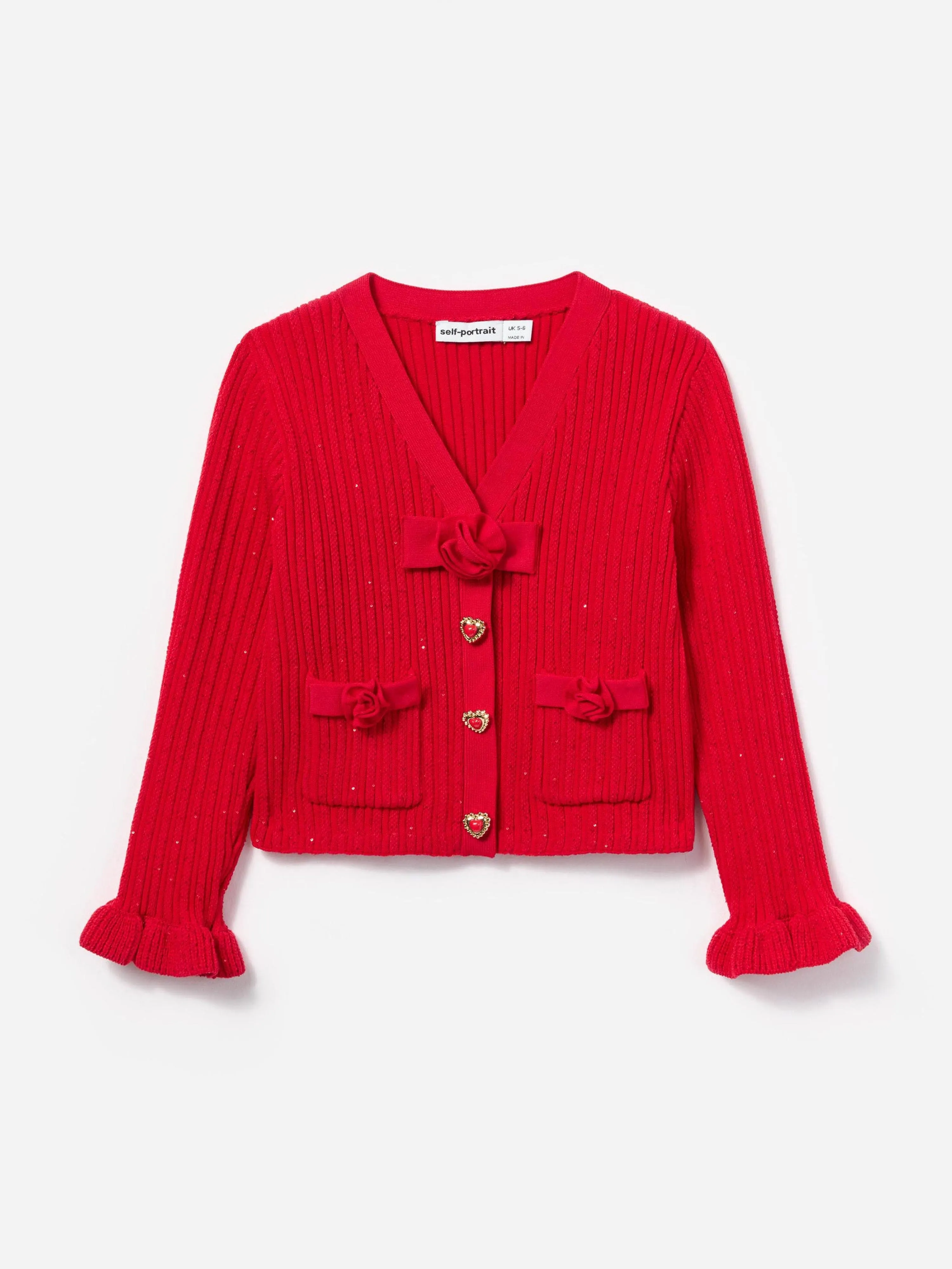 Mädchen Rippstrick Cardigan in Rot