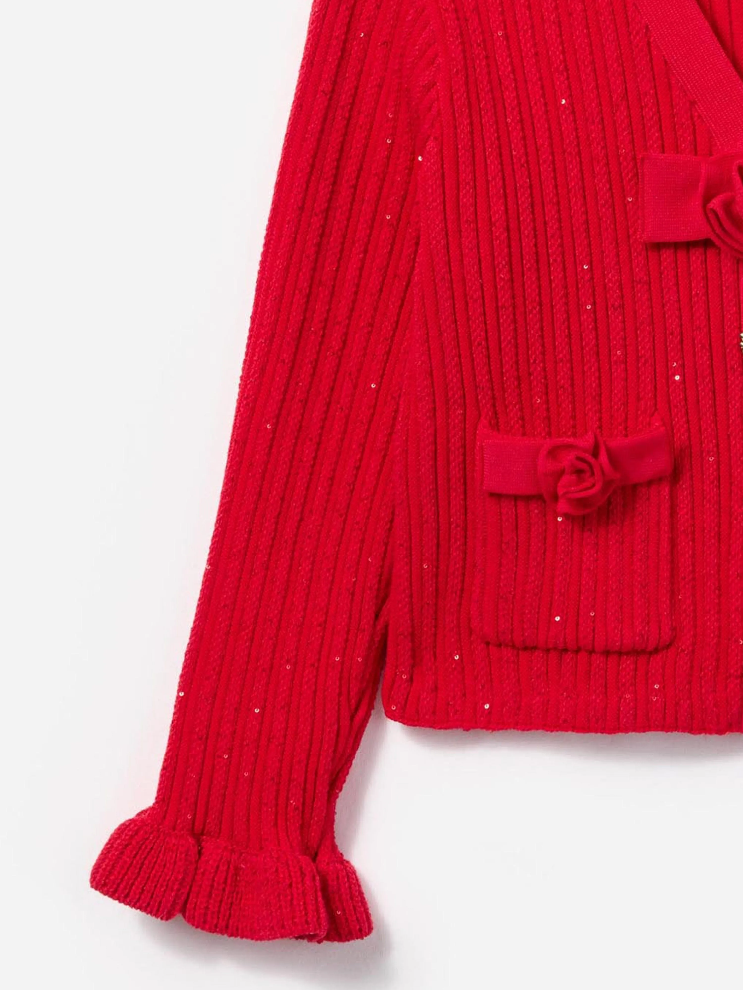 Mädchen Rippstrick Cardigan in Rot