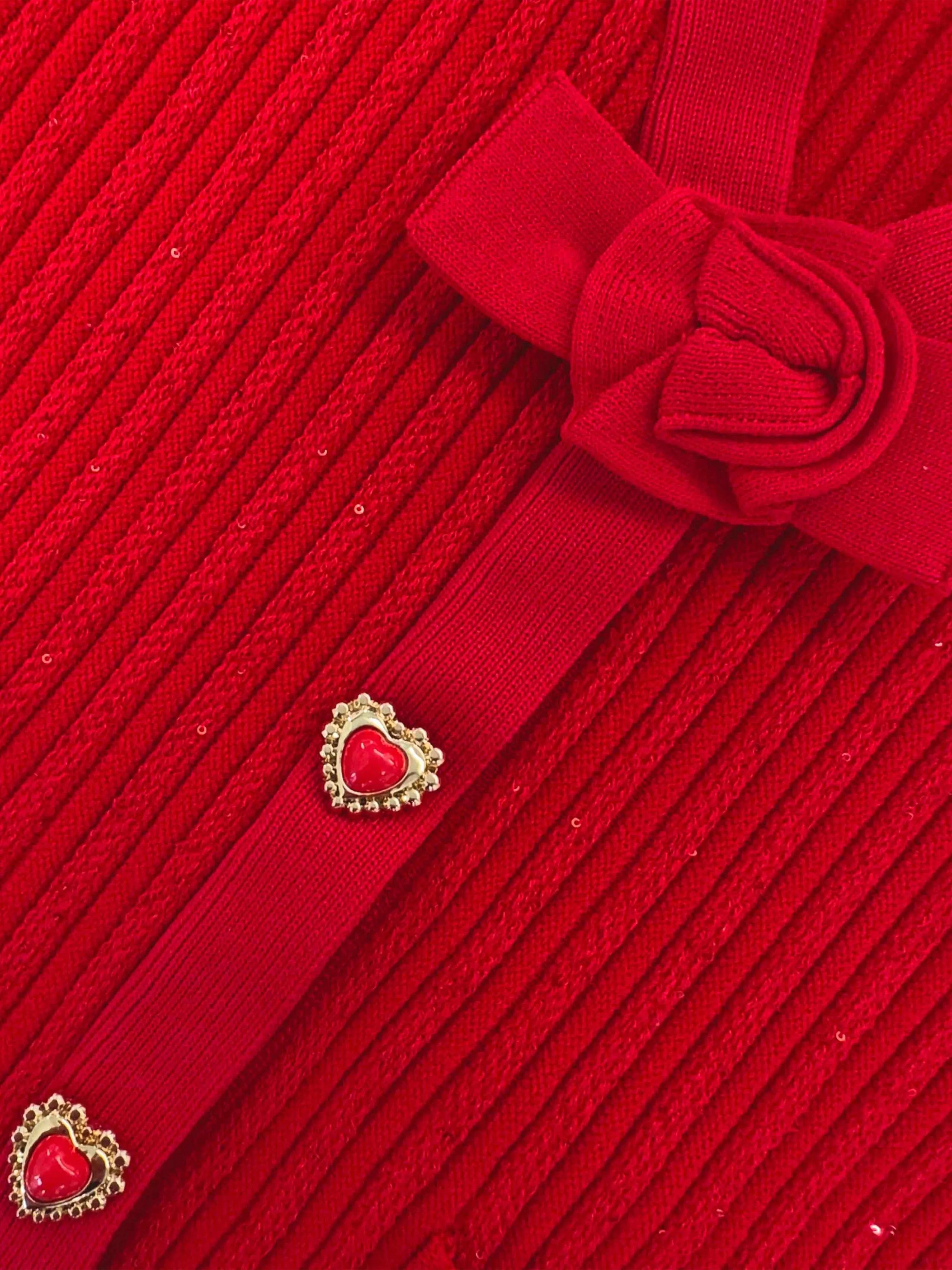 Mädchen Rippstrick Cardigan in Rot