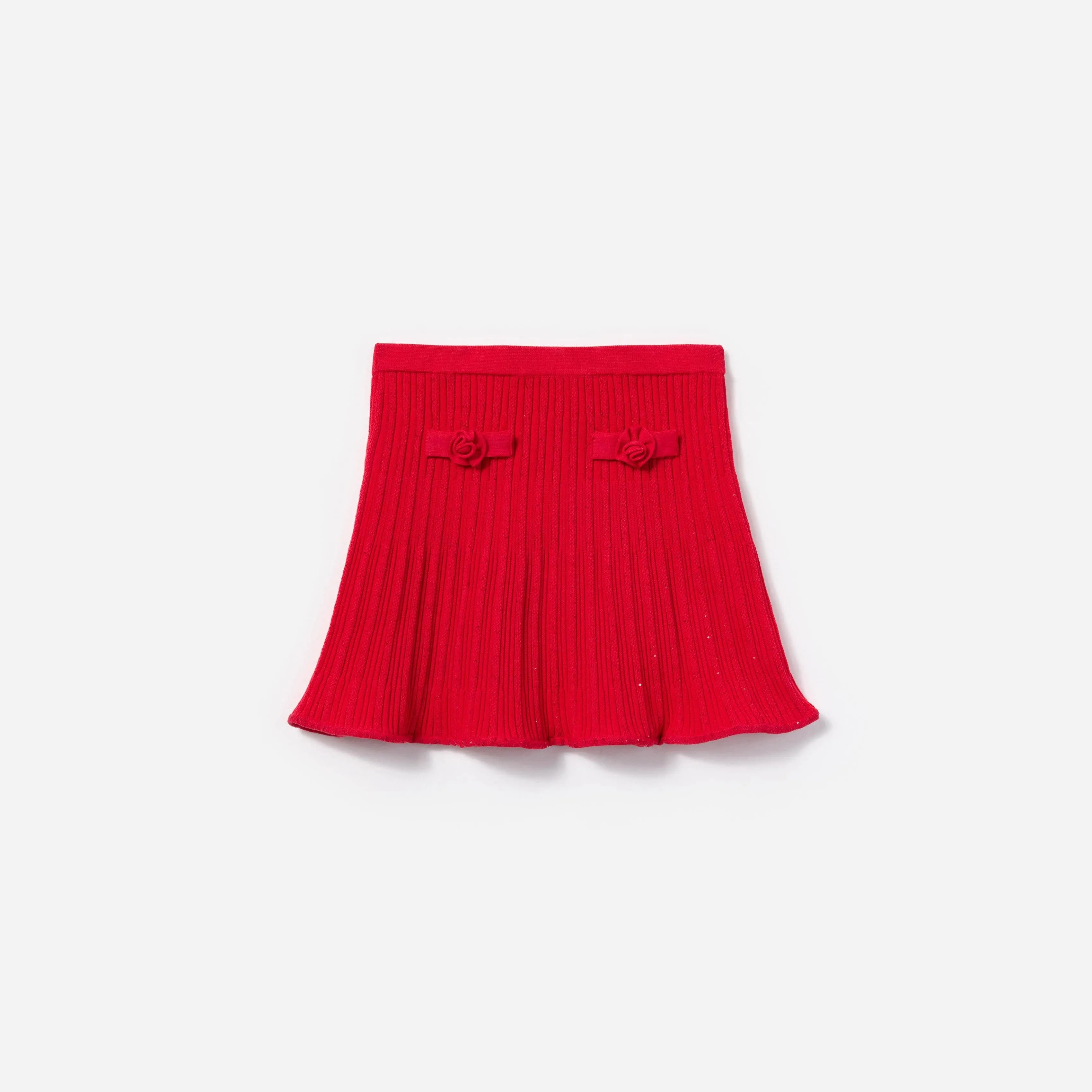 Gerippter Strickrock in Rot für Mädchen