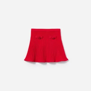 Gerippter Strickrock in Rot für Mädchen