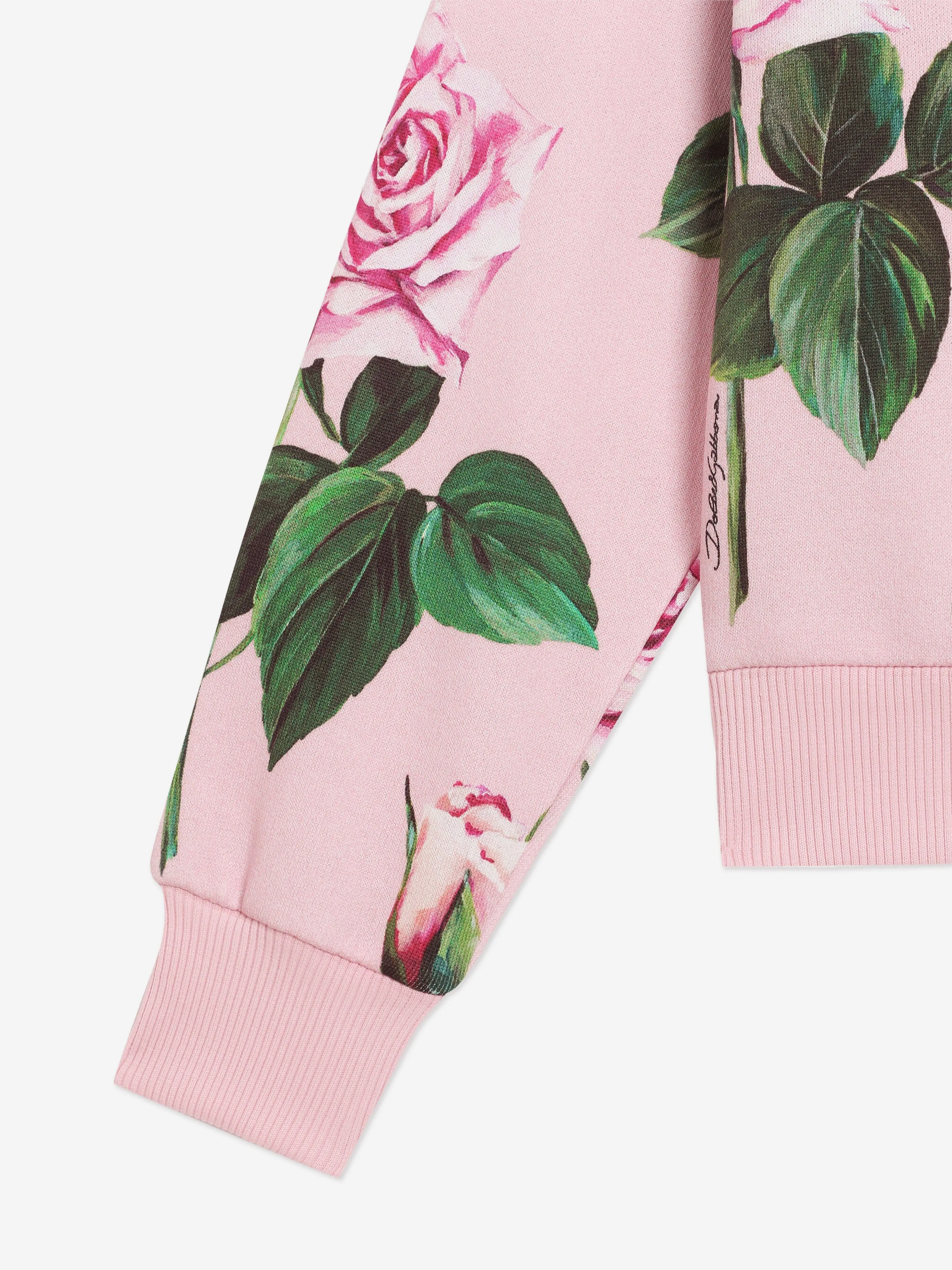 Mädchen Rose Print Reißverschluss Oberteil in Rosa
