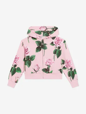 Mädchen Rose Print Reißverschluss Oberteil in Rosa