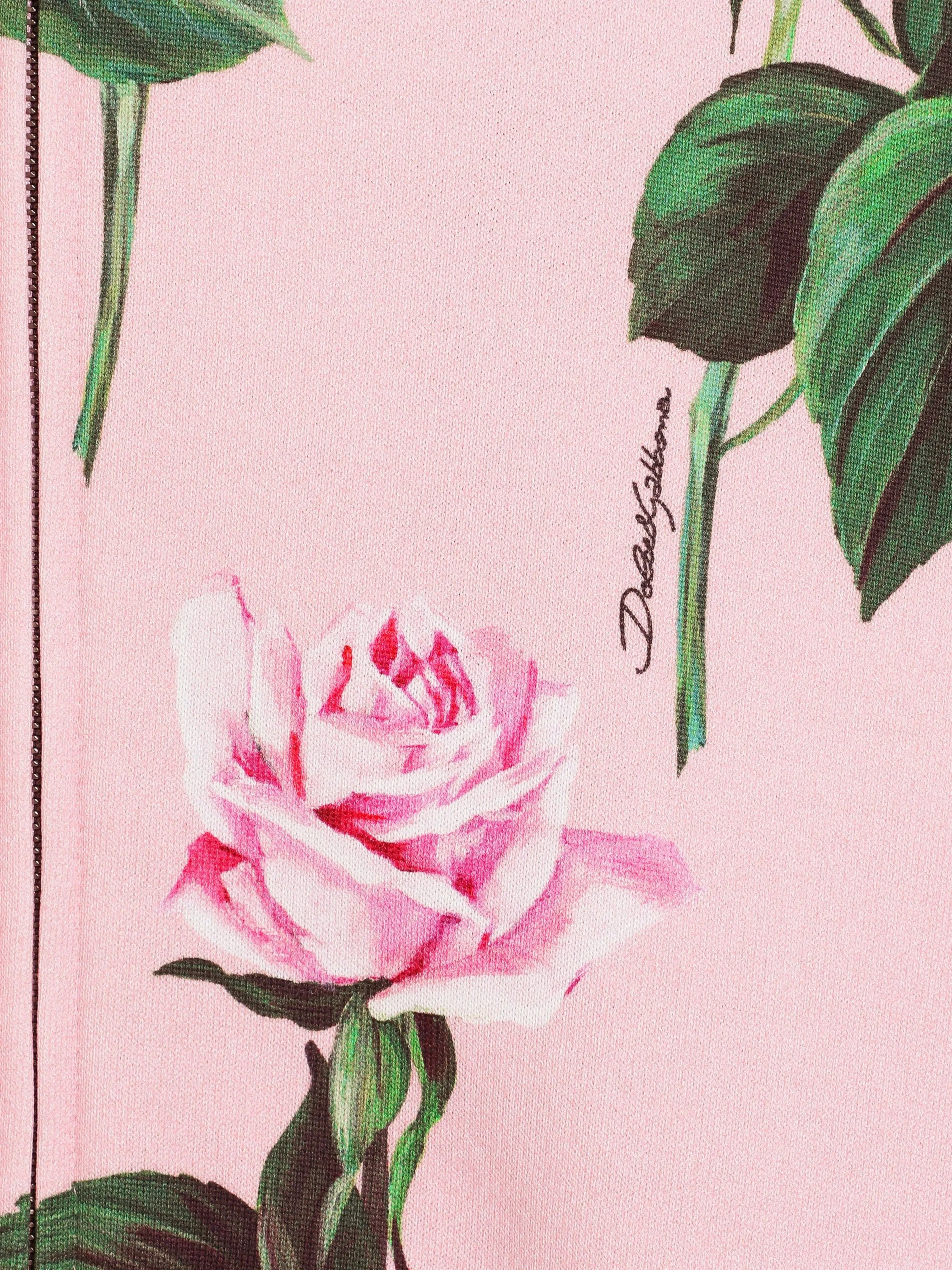 Mädchen Rose Print Reißverschluss Oberteil in Rosa