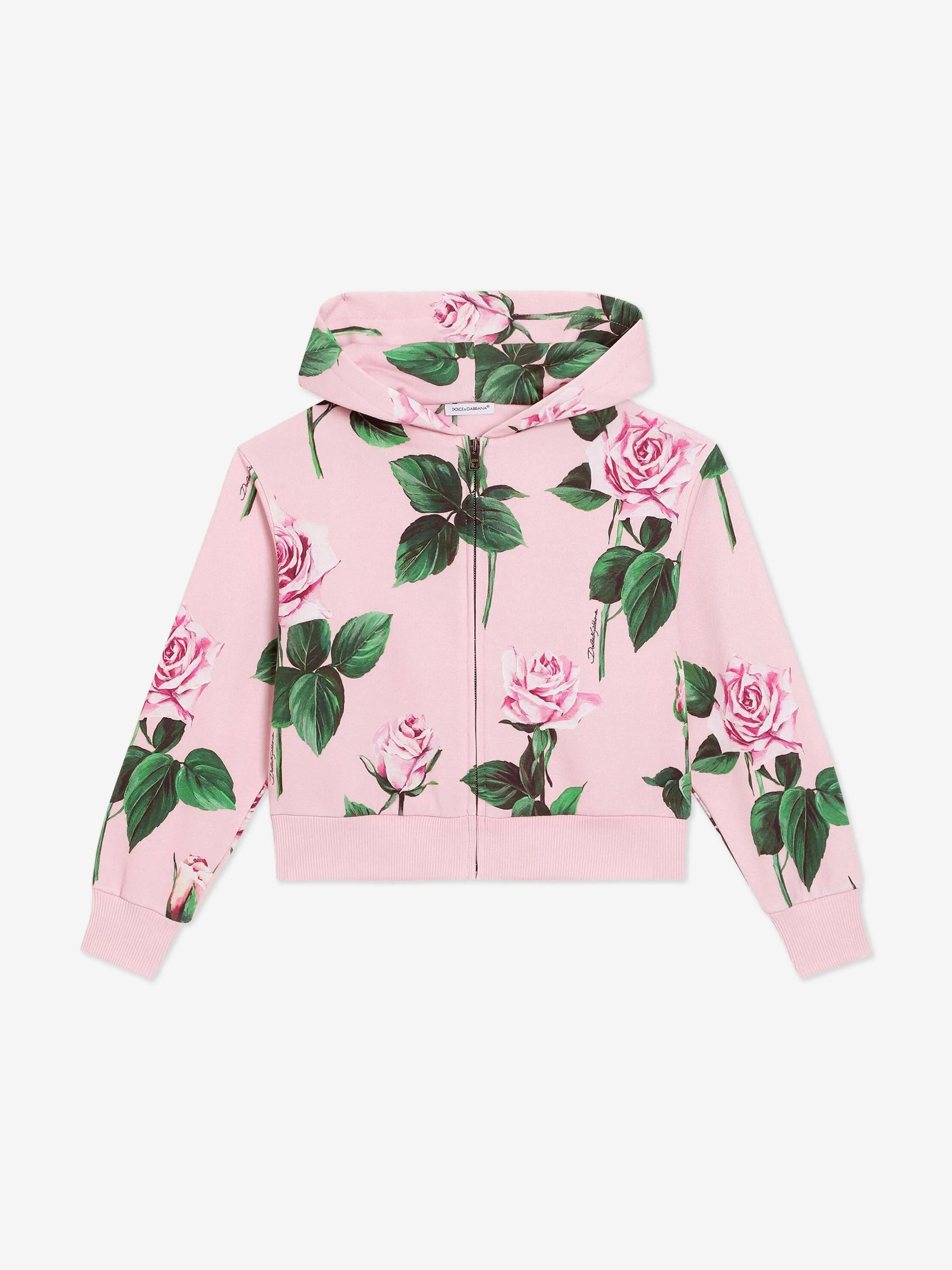 Mädchen Rose Print Reißverschluss Oberteil in Rosa