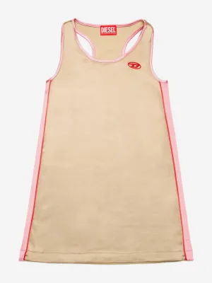 Mädchen Satin und Jersey ärmelloses Kleid in Beige