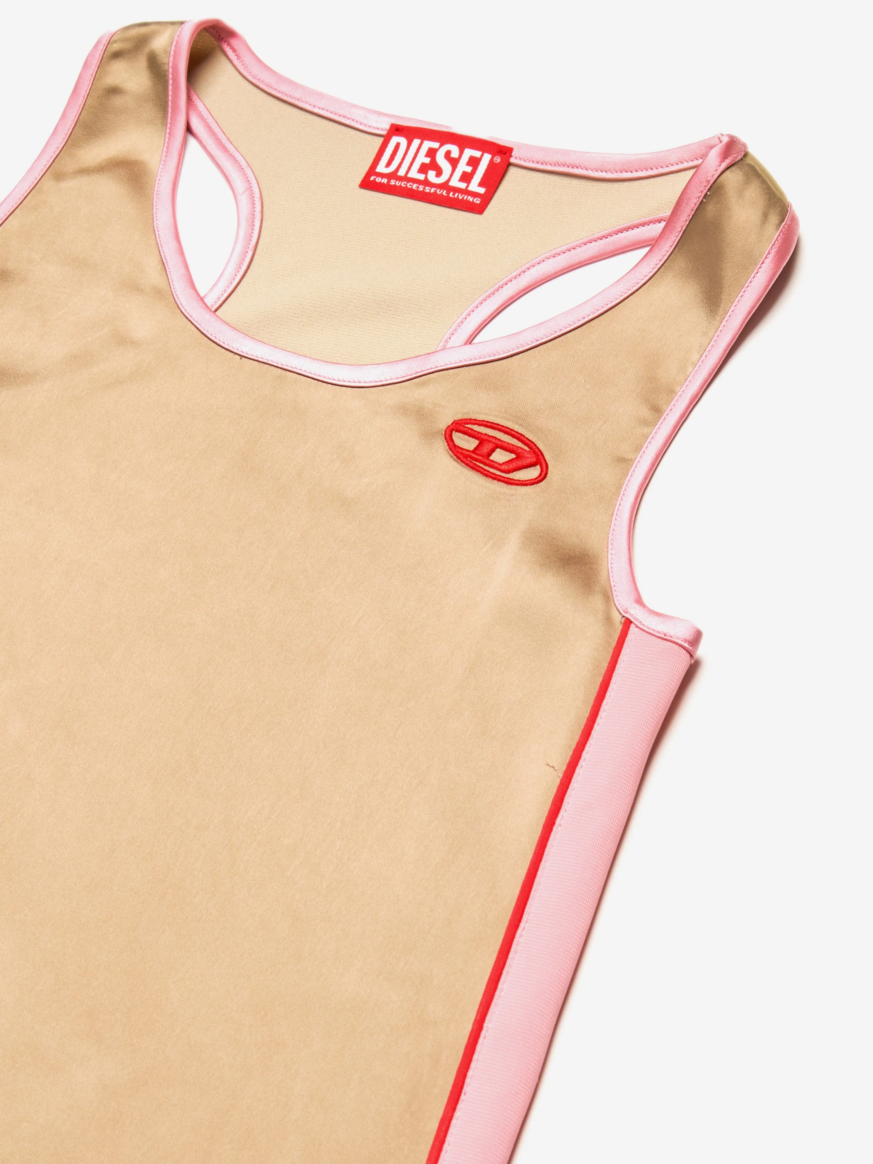 Mädchen Satin und Jersey ärmelloses Kleid in Beige