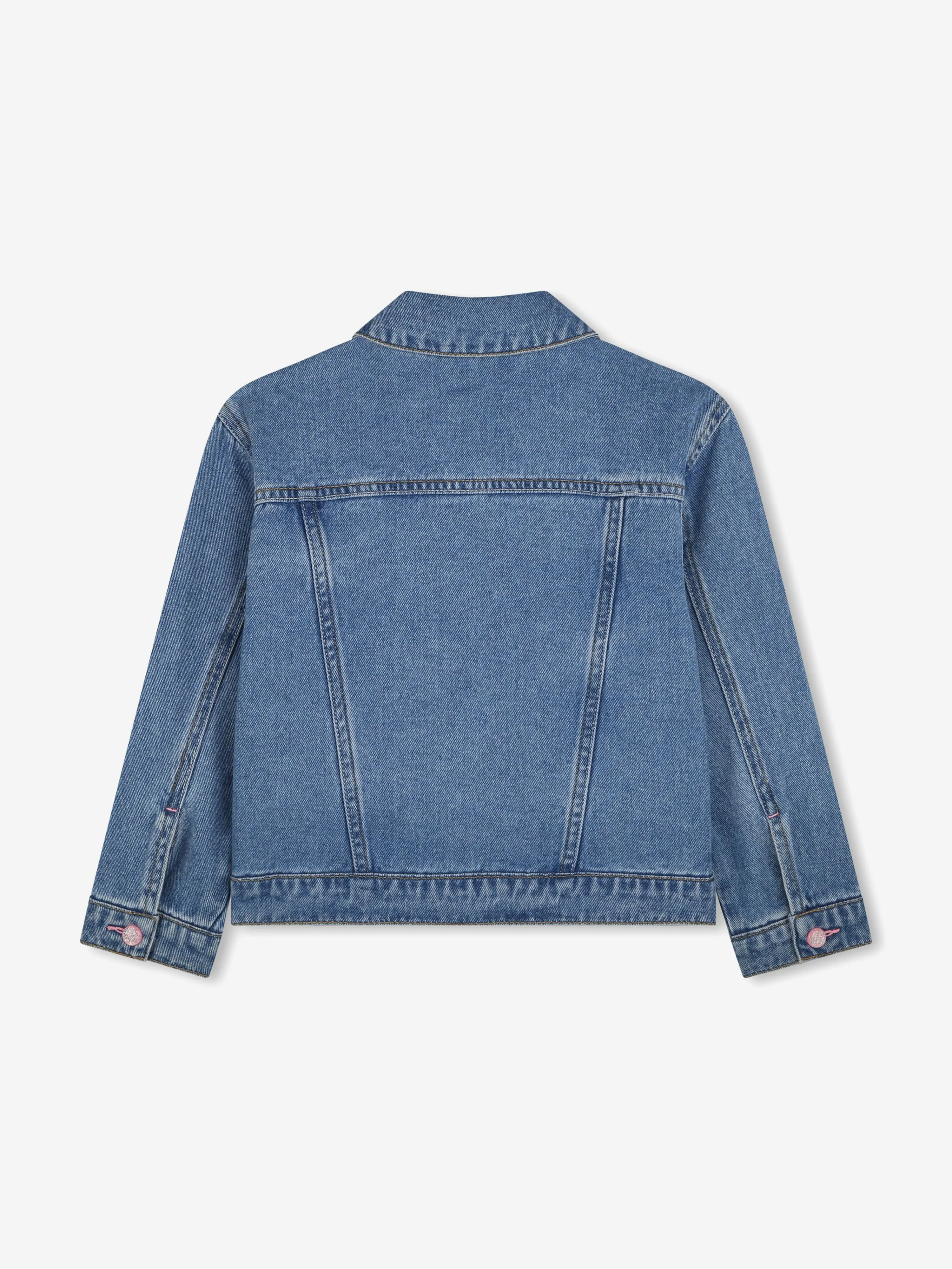 Mädchen Pailletten-Taschen Denimjacke in Blau