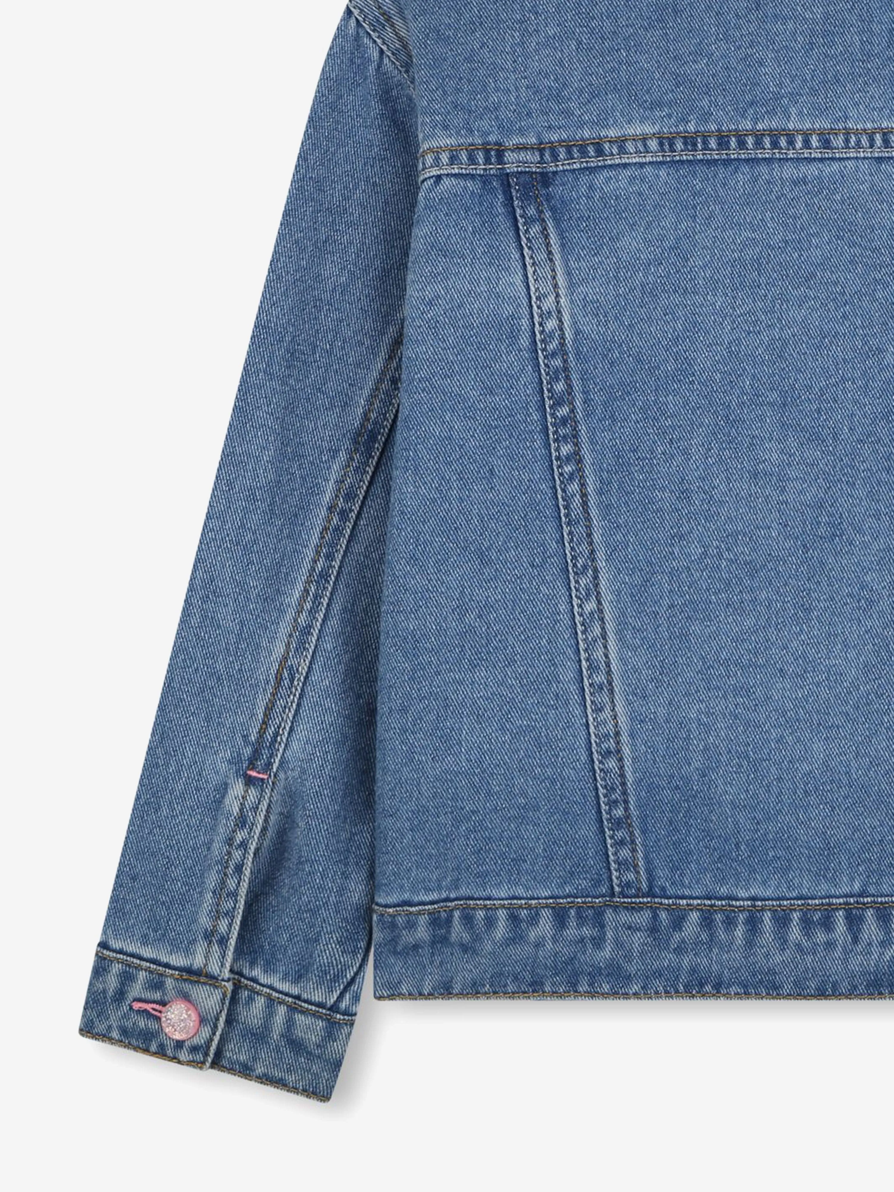 Mädchen Pailletten-Taschen Denimjacke in Blau