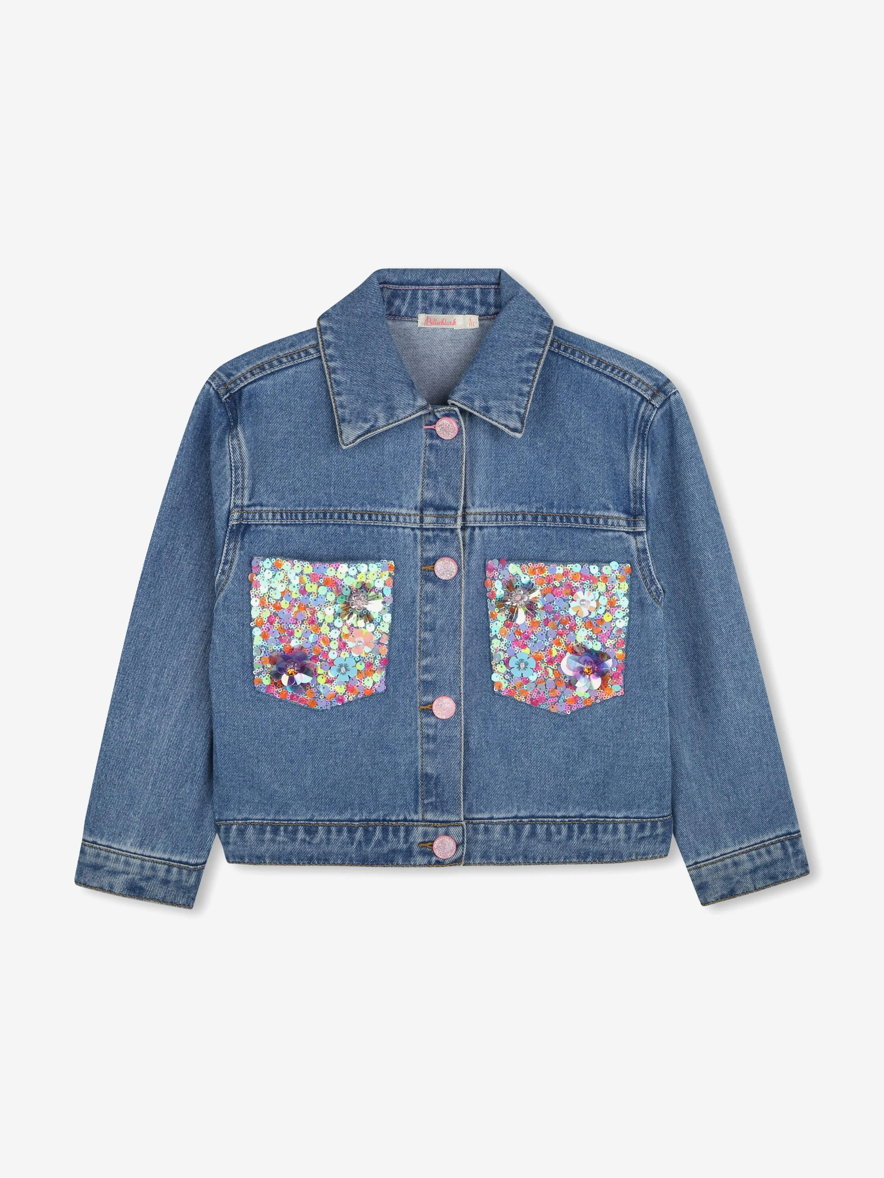 Mädchen Pailletten-Taschen Denimjacke in Blau