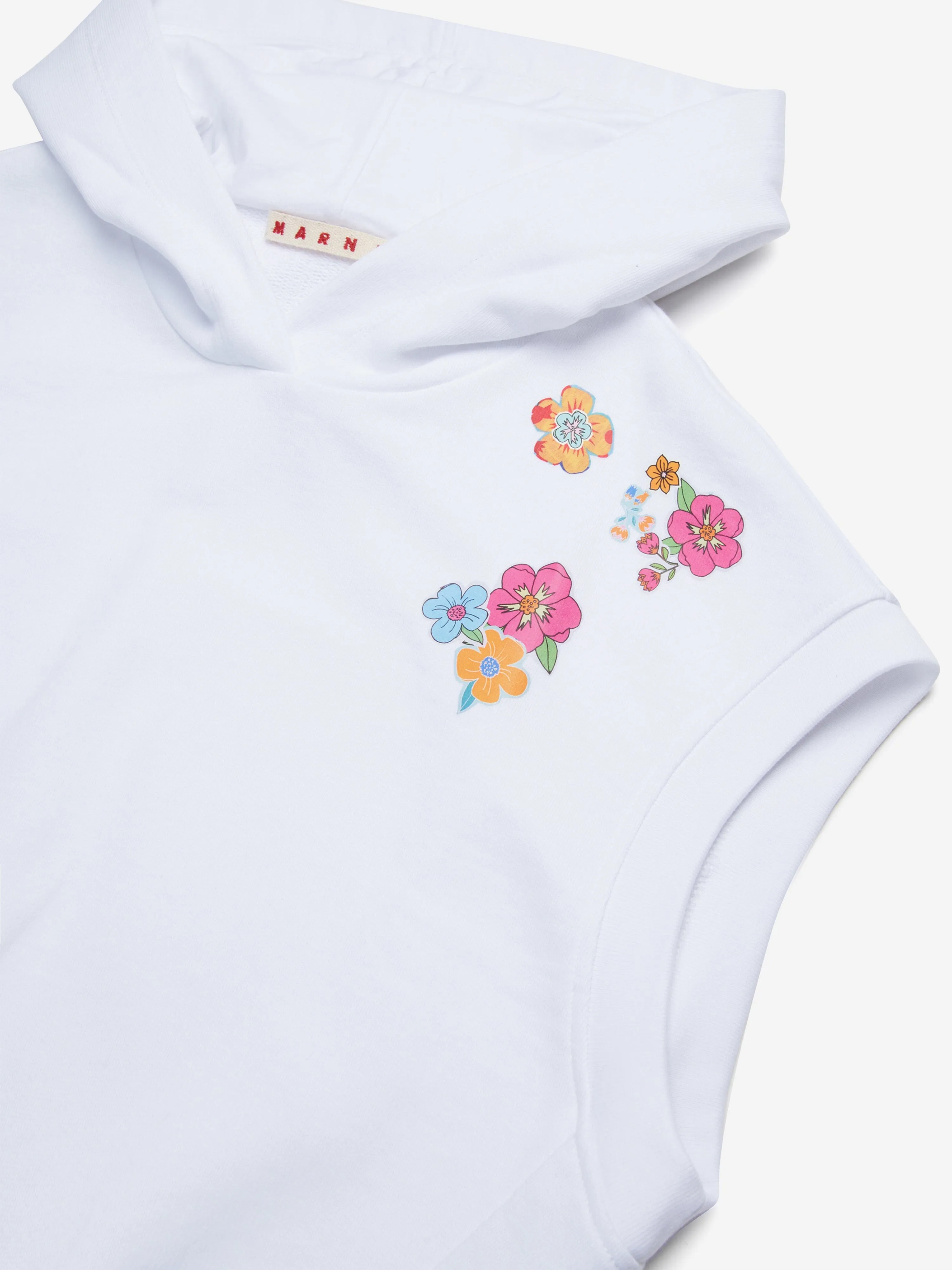 Mädchen ärmellose Blumenkapuzenjacke in Weiß
