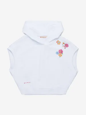 Mädchen ärmellose Blumenkapuzenjacke in Weiß