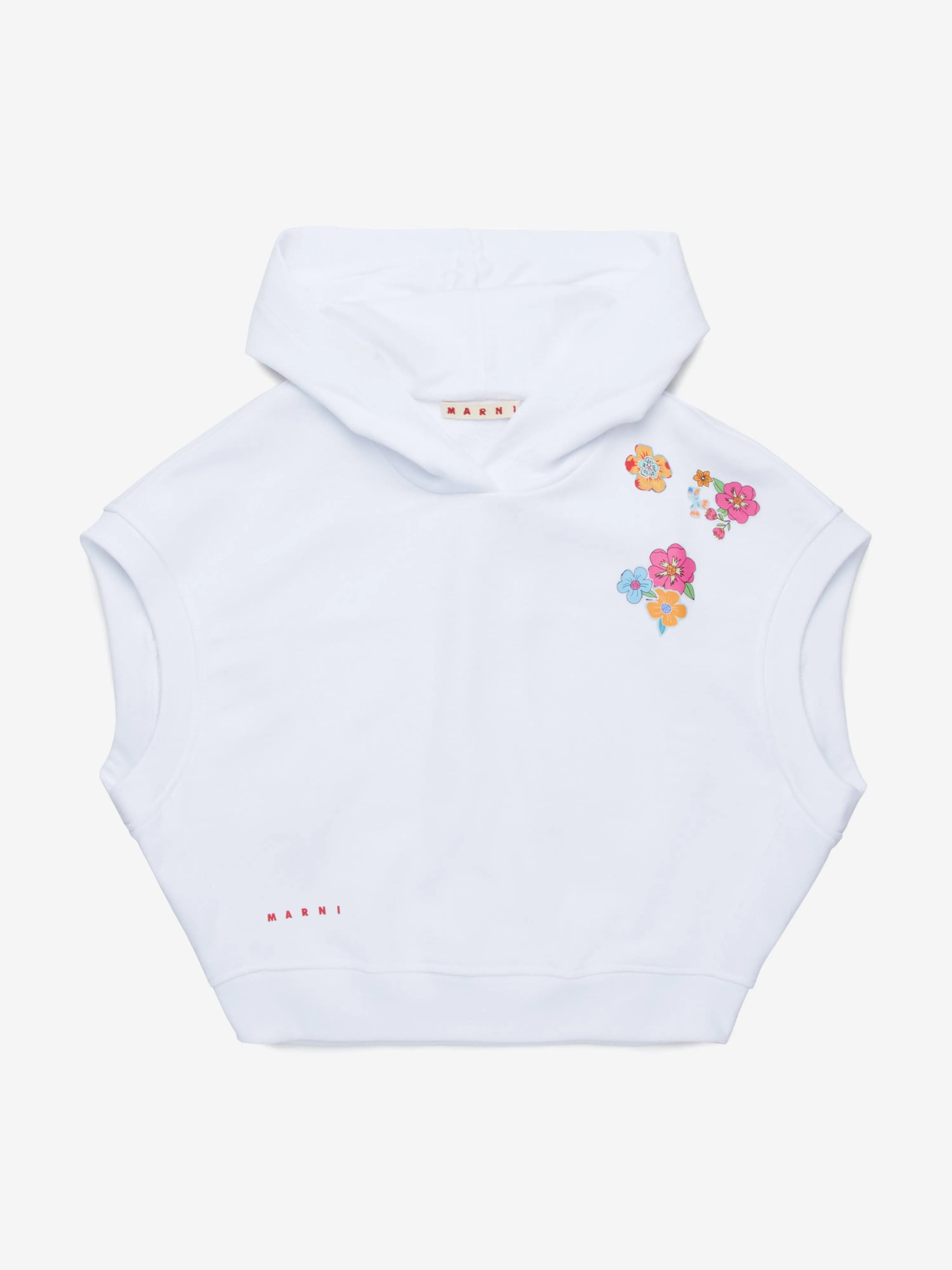 Mädchen ärmellose Blumenkapuzenjacke in Weiß