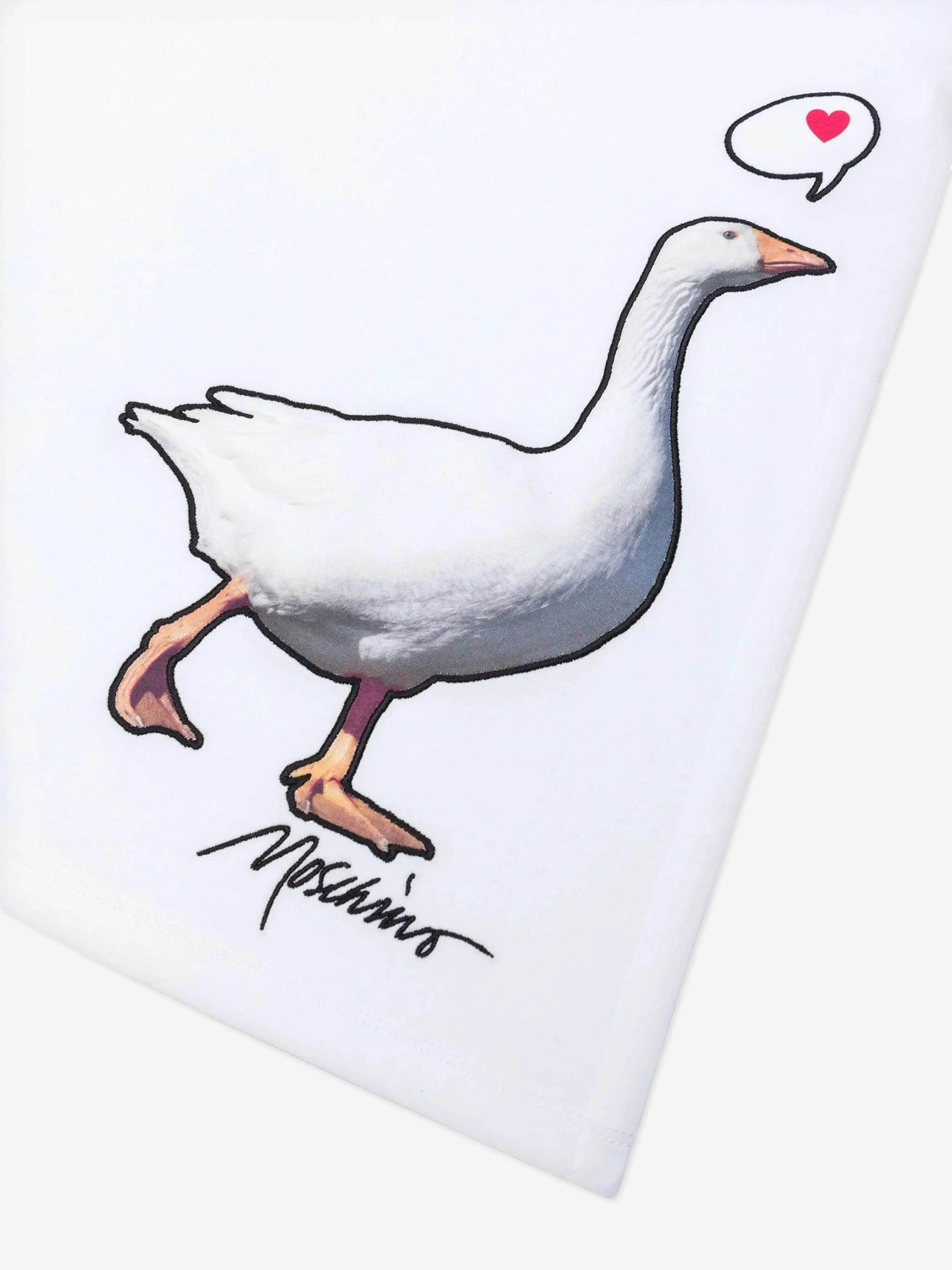 Mädchen ärmelloses Gans-Print-Kleid in Weiß