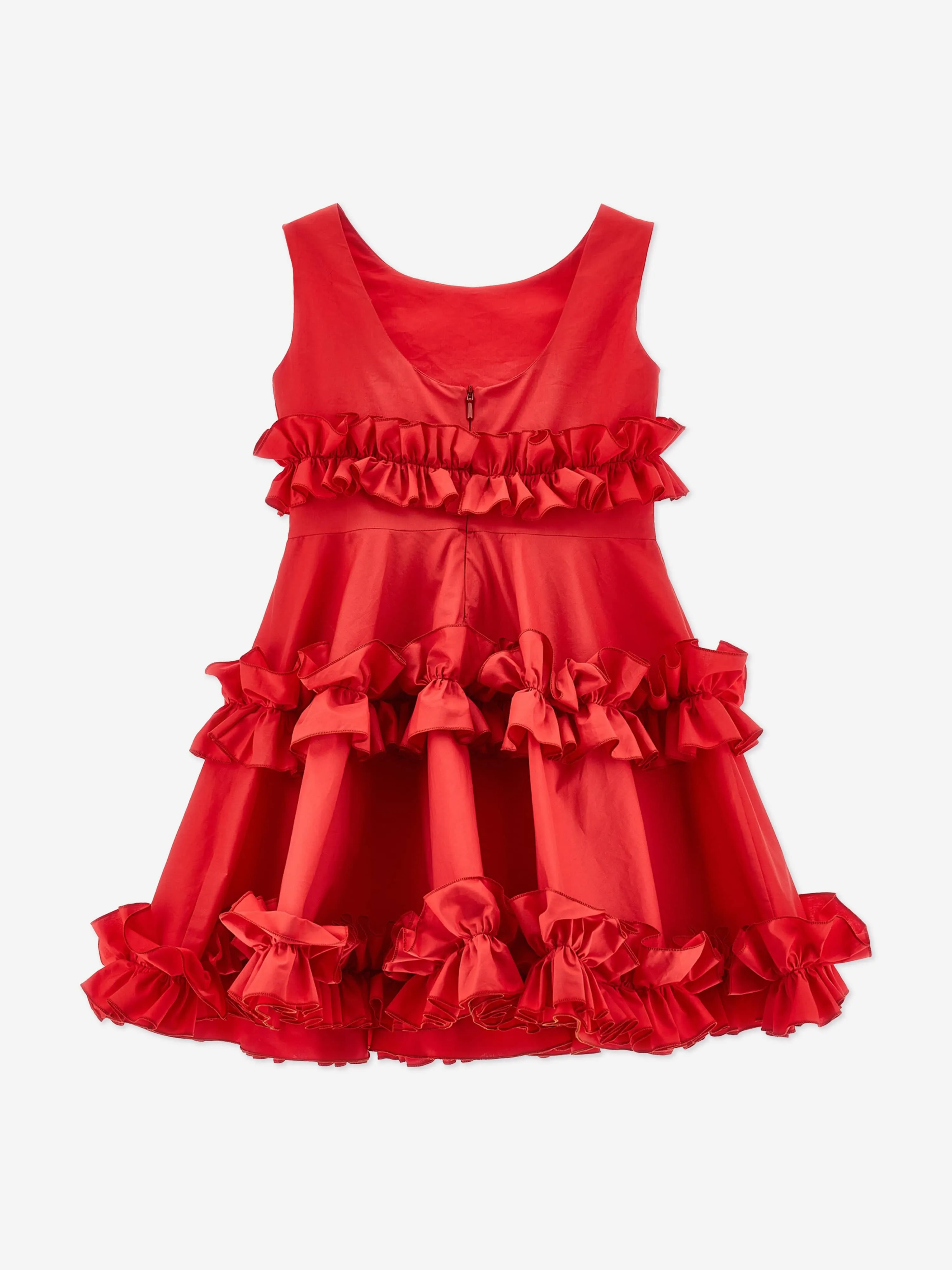 Mädchen ärmelloses Rüschenkleid in Rot