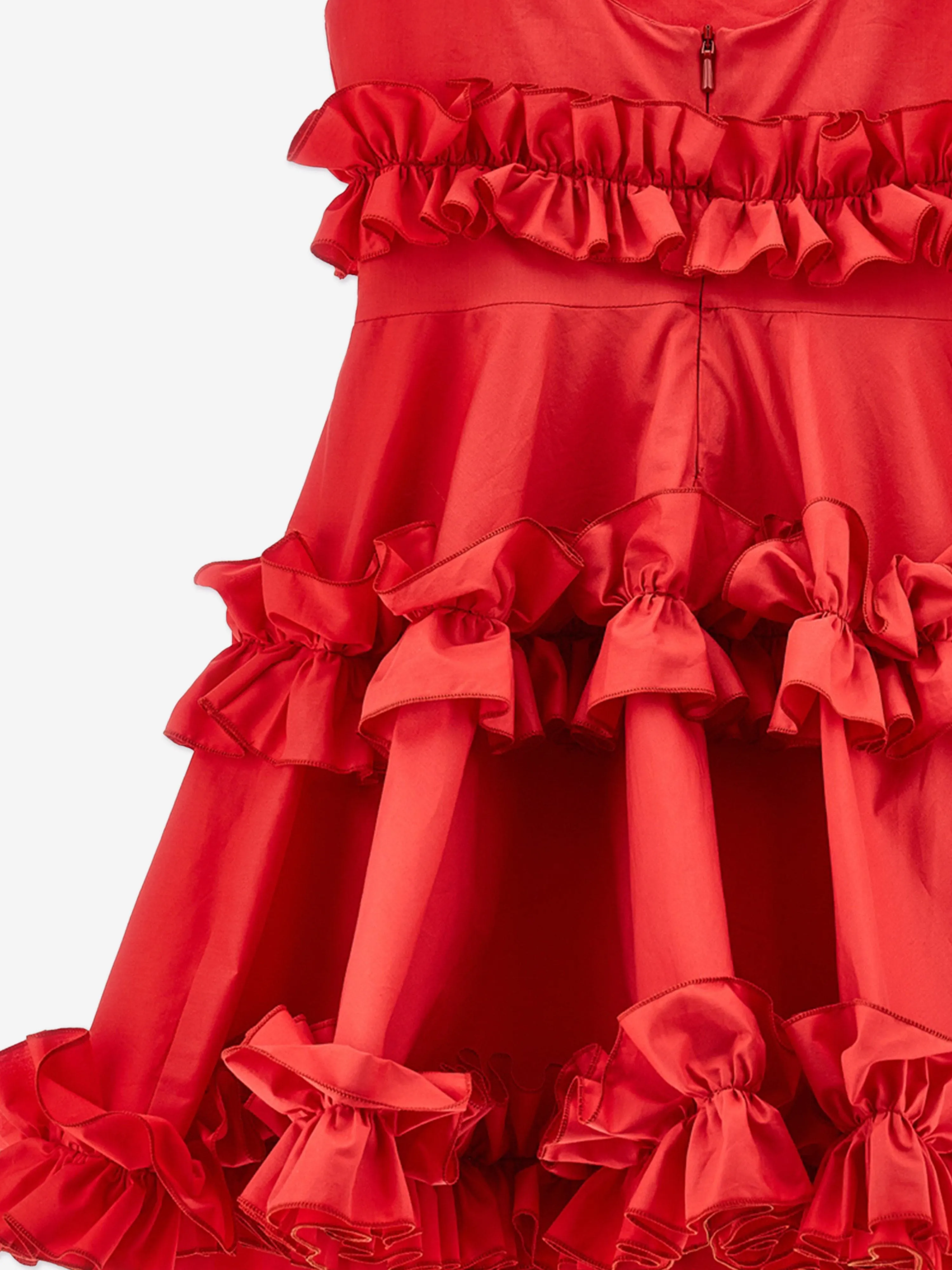 Mädchen ärmelloses Rüschenkleid in Rot