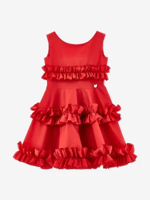 Mädchen ärmelloses Rüschenkleid in Rot