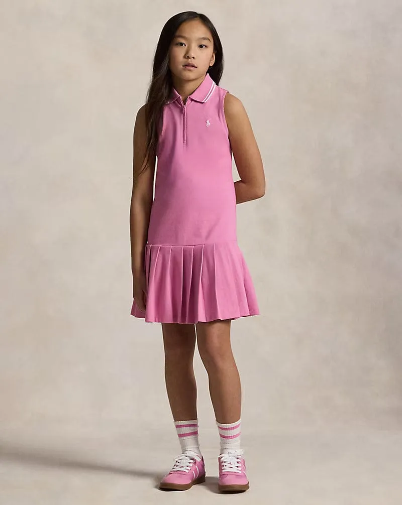 Mädchen ärmelloses Reißverschluss-Pleated-Kleid in Rosa