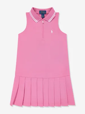 Mädchen ärmelloses Reißverschluss-Pleated-Kleid in Rosa