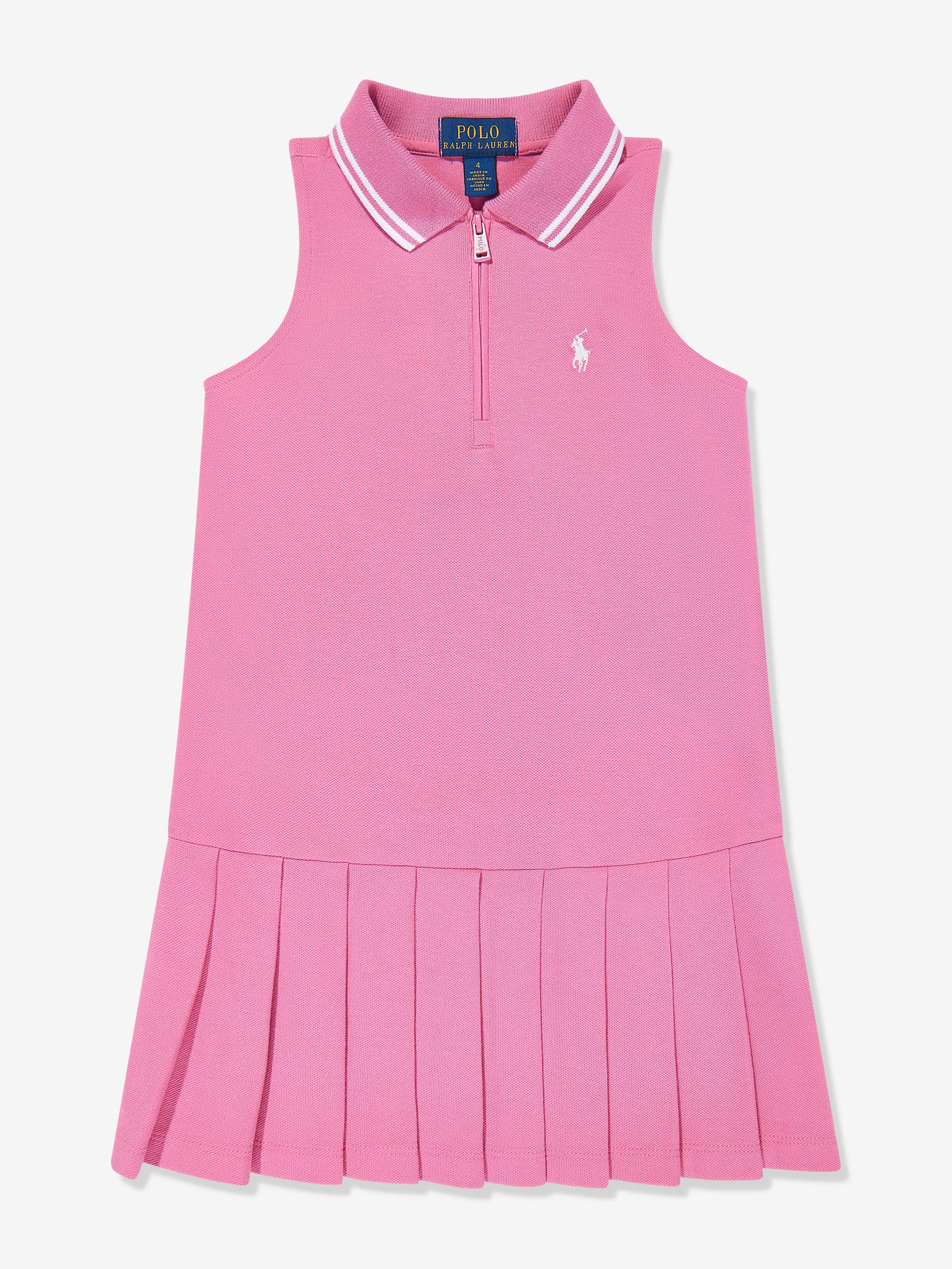 Mädchen ärmelloses Reißverschluss-Pleated-Kleid in Rosa