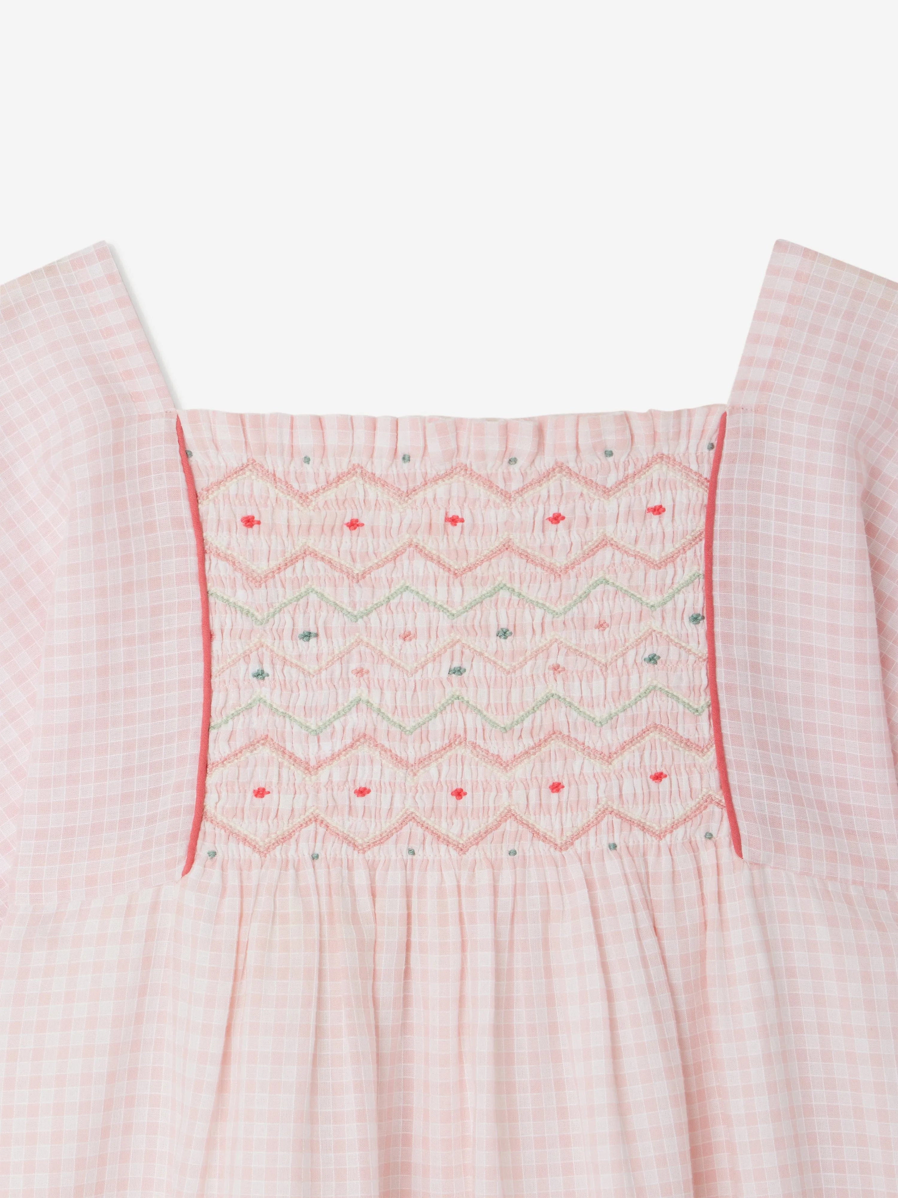 Mädchen Bauernkleid mit Smok-Details in Rosa